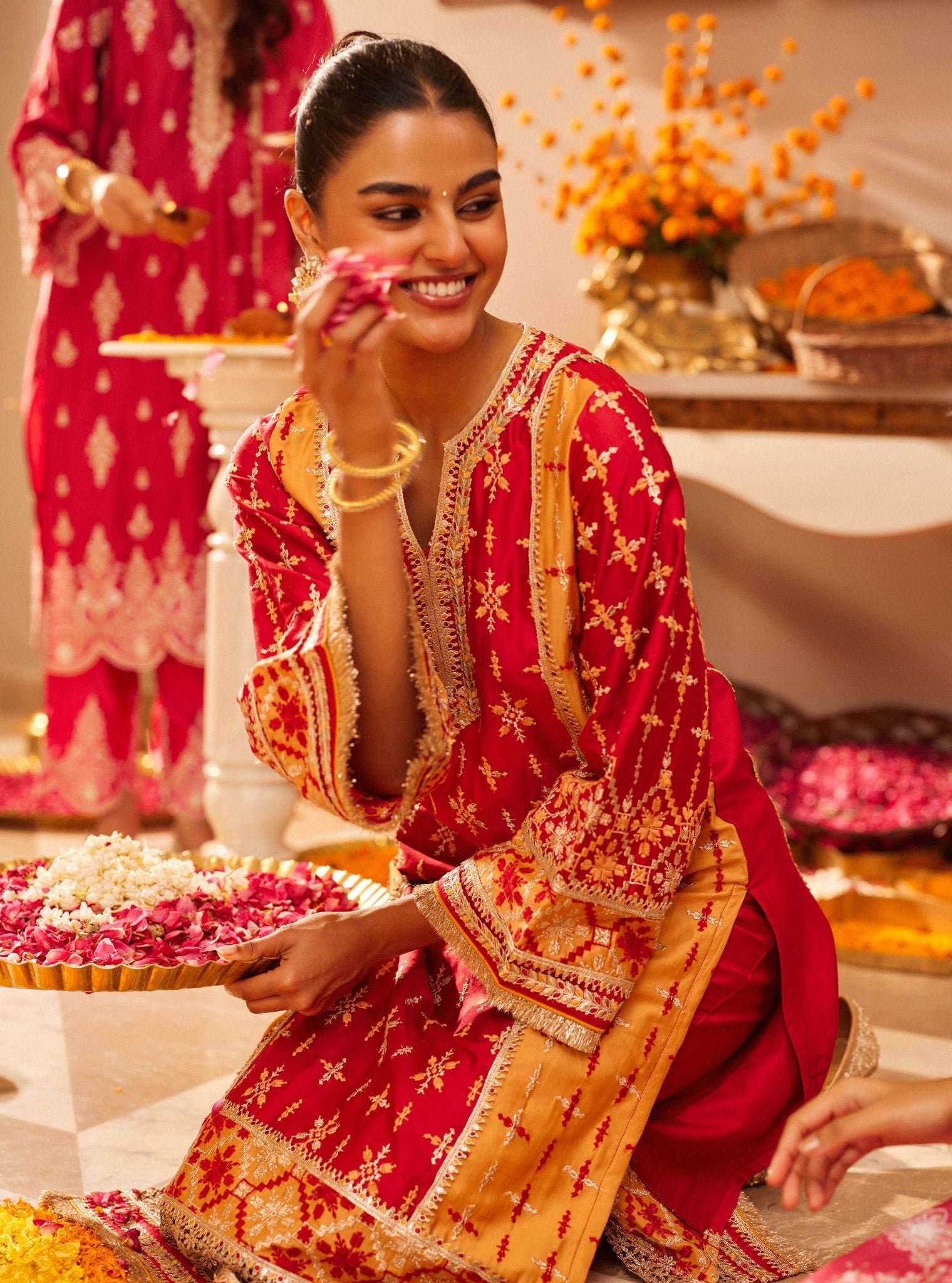 Anya Pima Satin Red Kurta Set