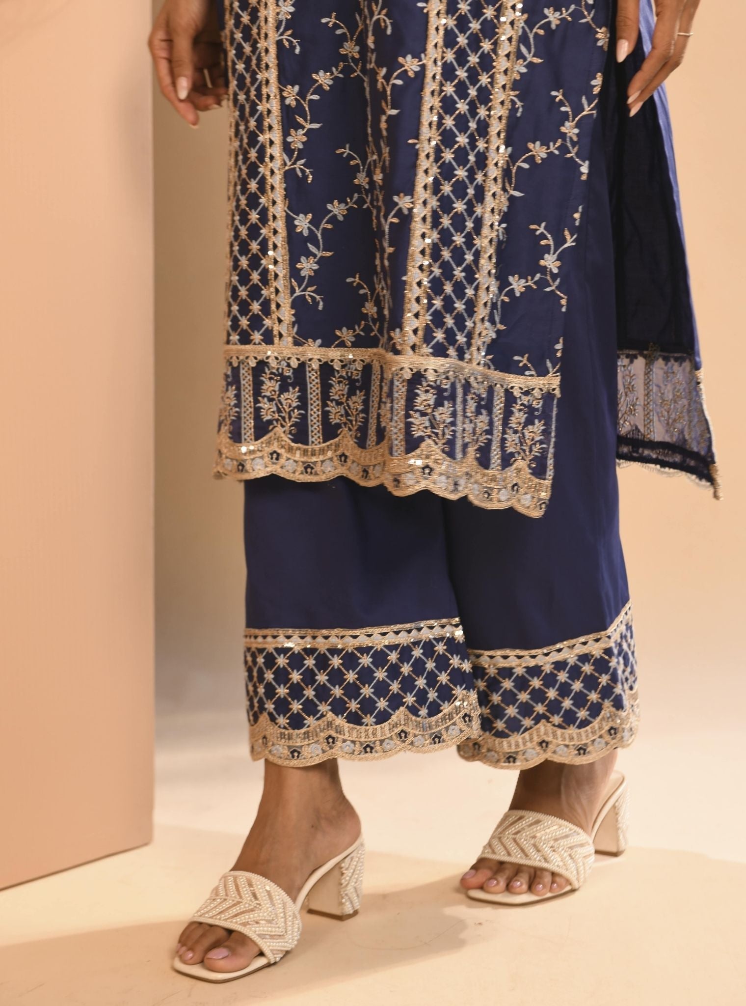 Briti Pima Navy Kurta Set