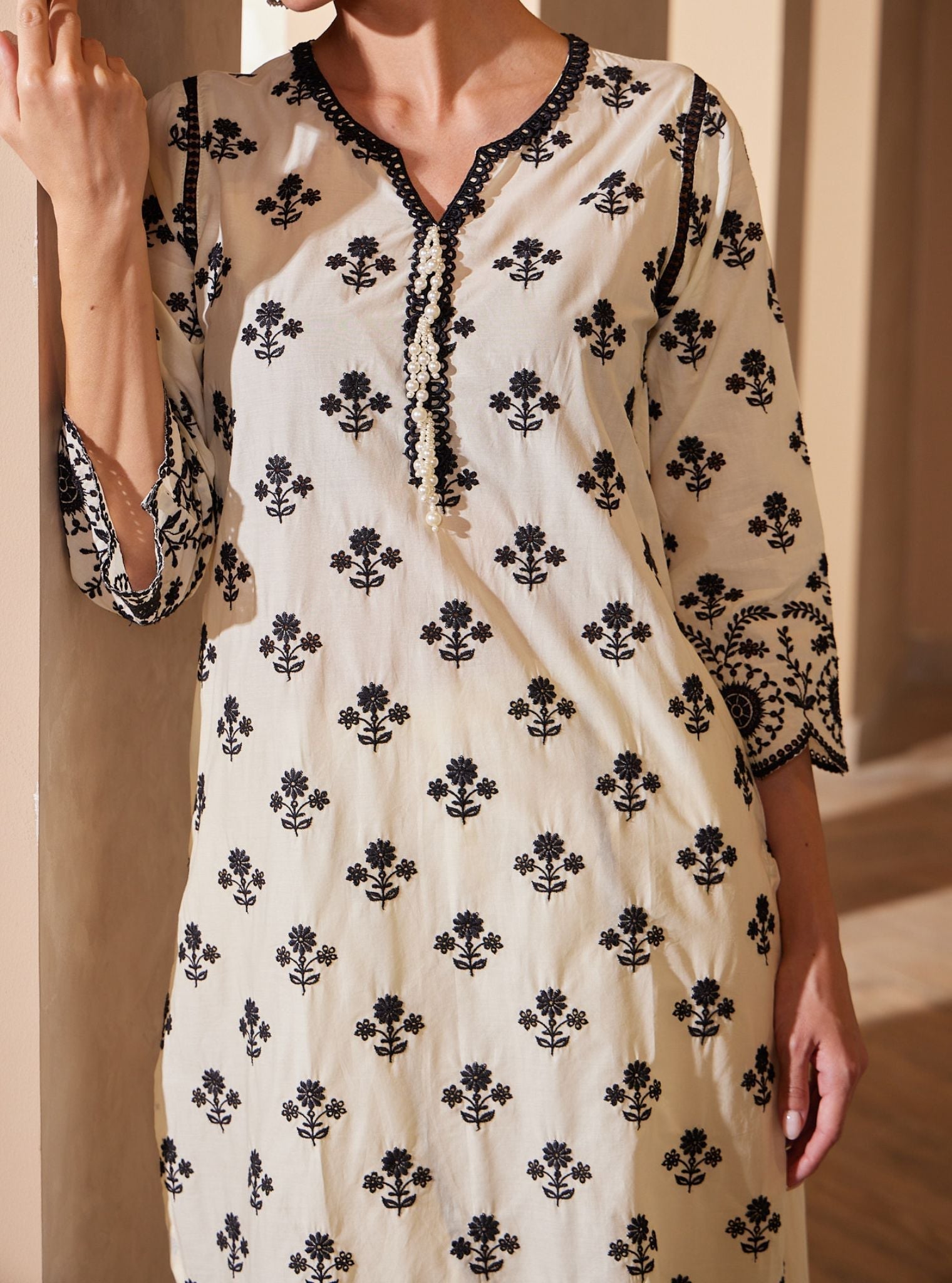 Arpora Supima Cotton Off White Kurta Set