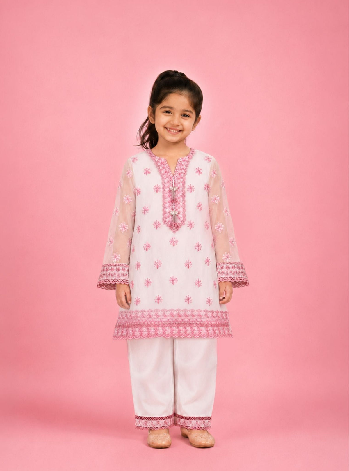 Sirae Organza Printed Off White Kurta Set