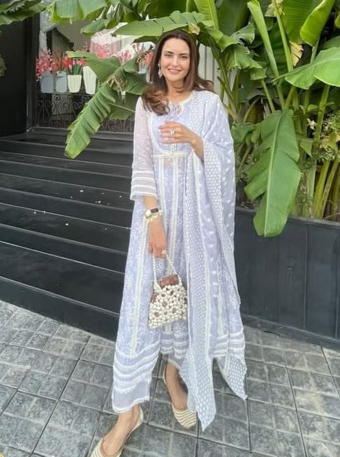 Tisca Organza Lilac Anarkali Kurta Set