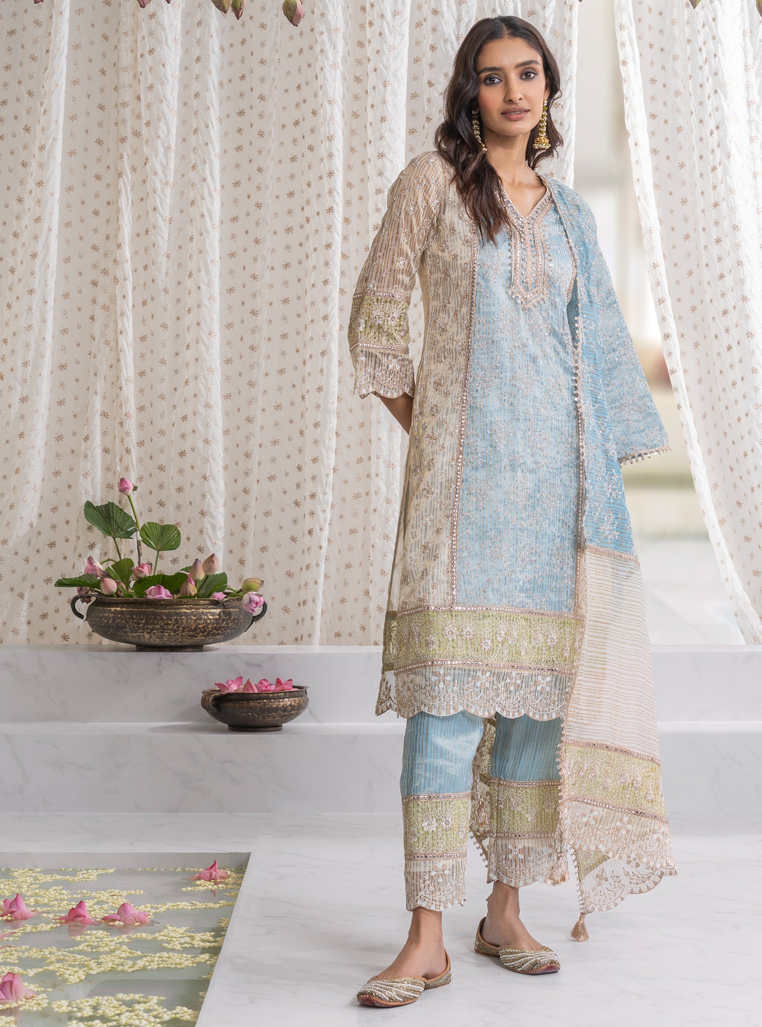 Aboli Banarsi Blue Kurta Set