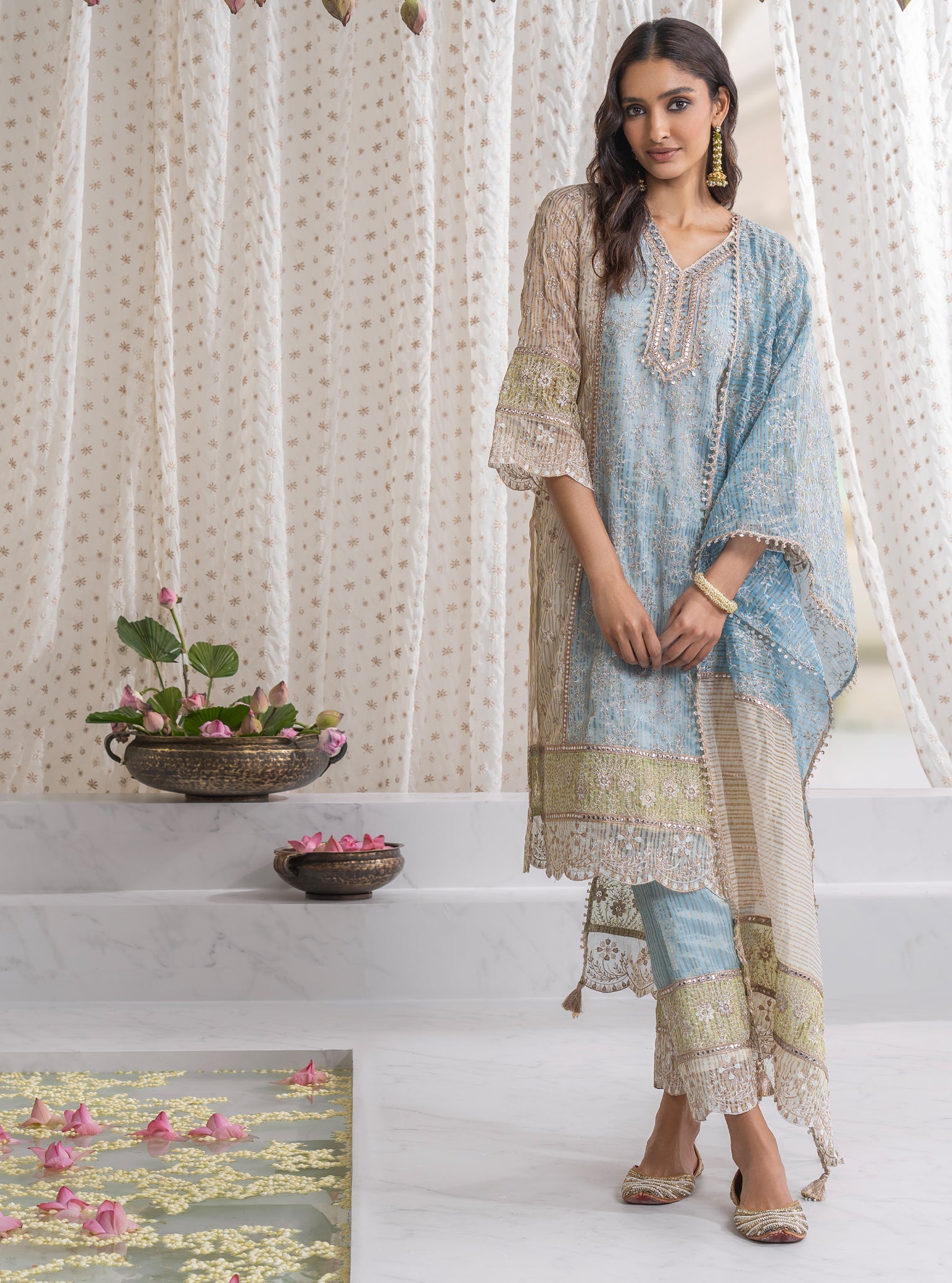 Aboli Banarsi Blue Kurta Set