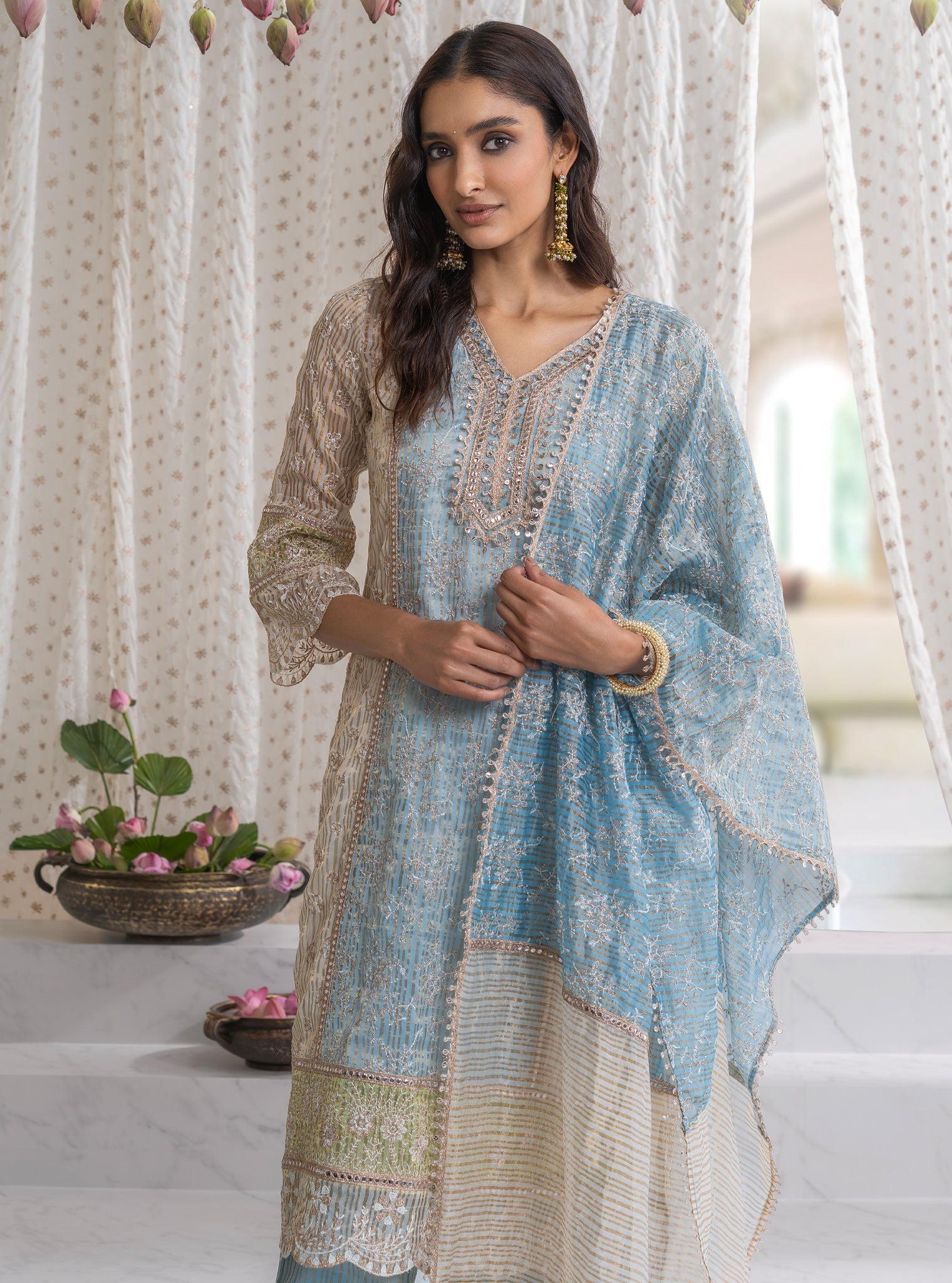 Aboli Banarsi Blue Kurta Set