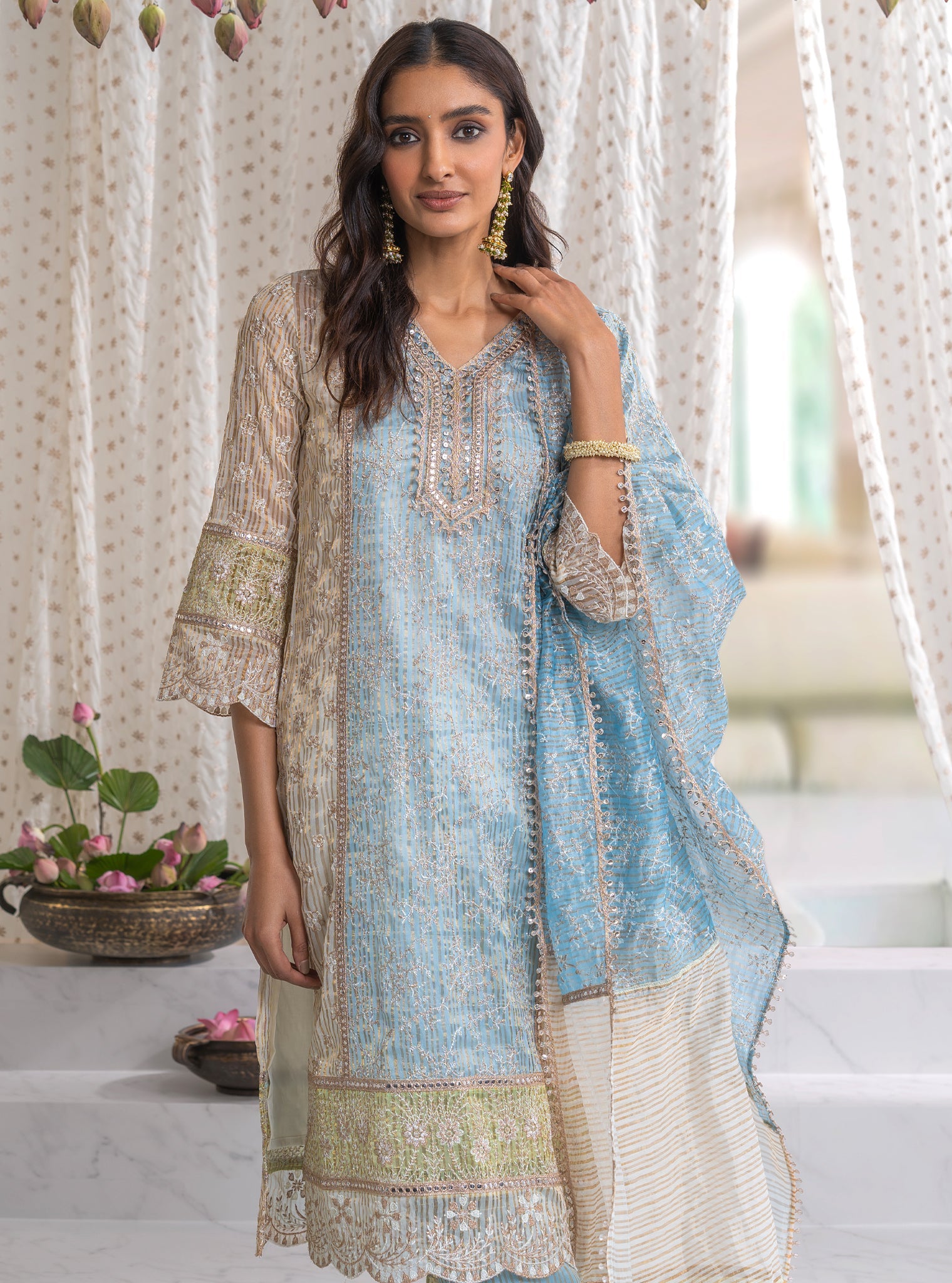 Aboli Banarsi Blue Kurta Set