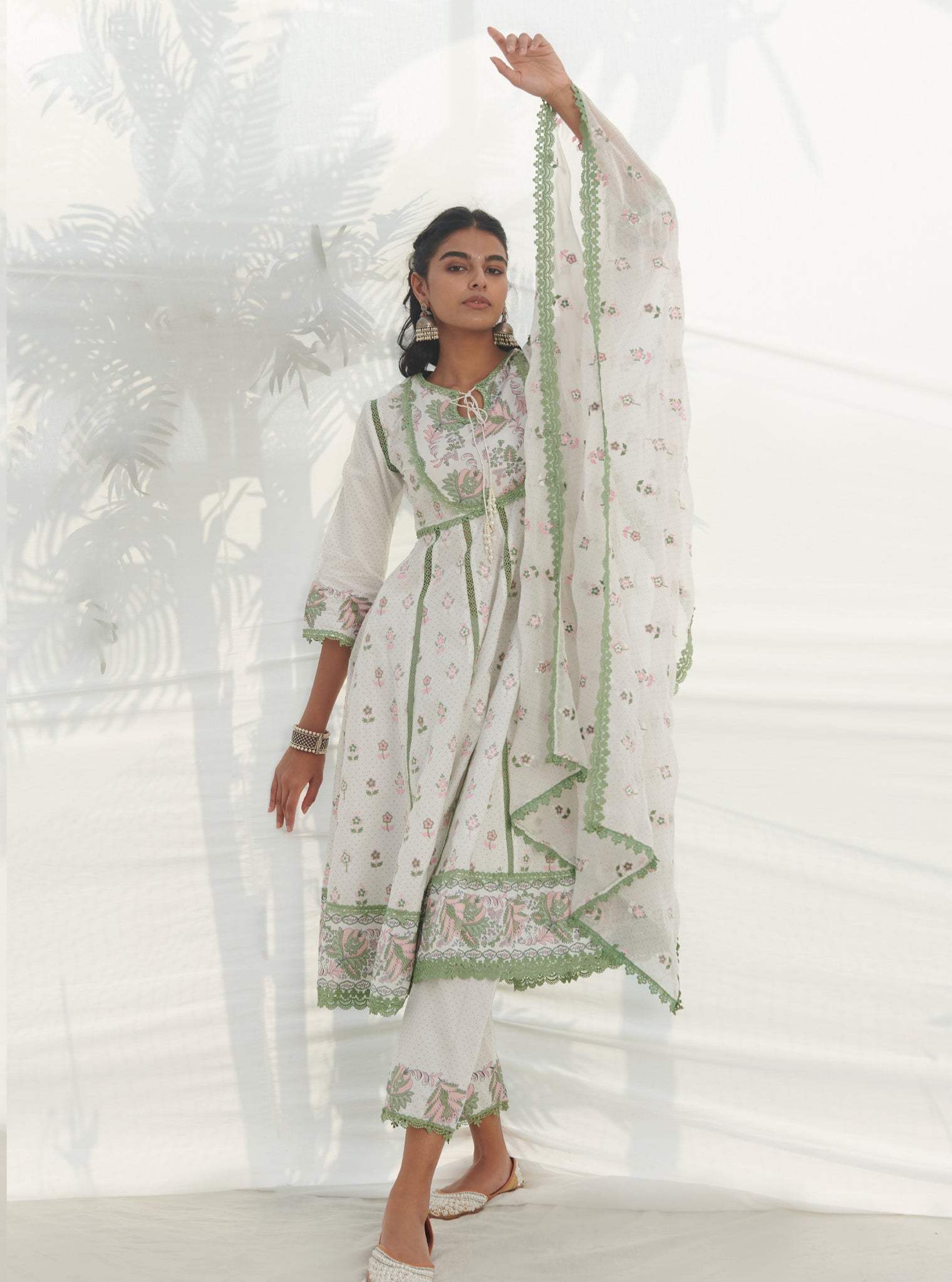 Amaryllis Supima Cotton Green Anarkali Kurta Set