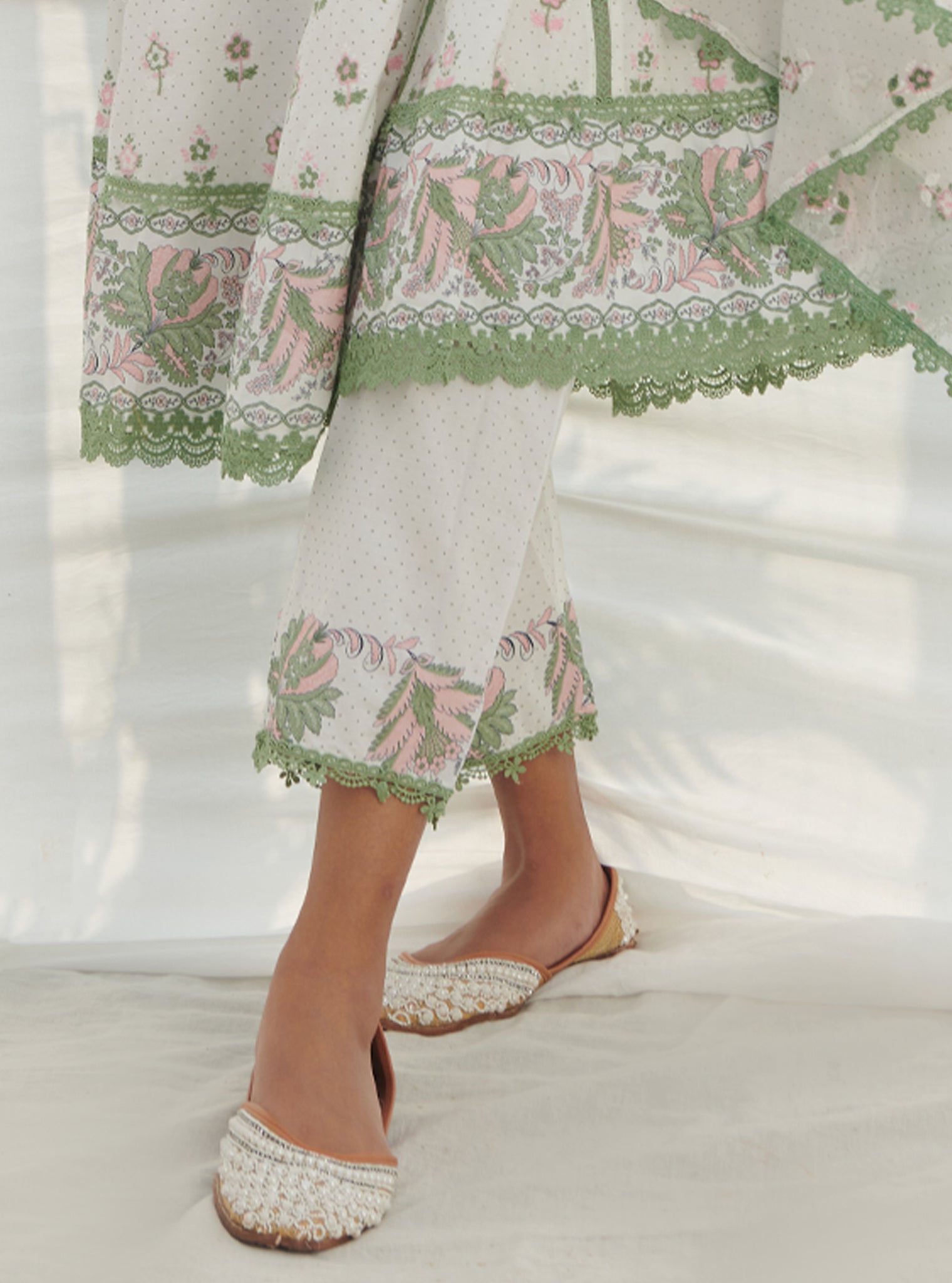 Amaryllis Supima Cotton Green Anarkali Kurta Set