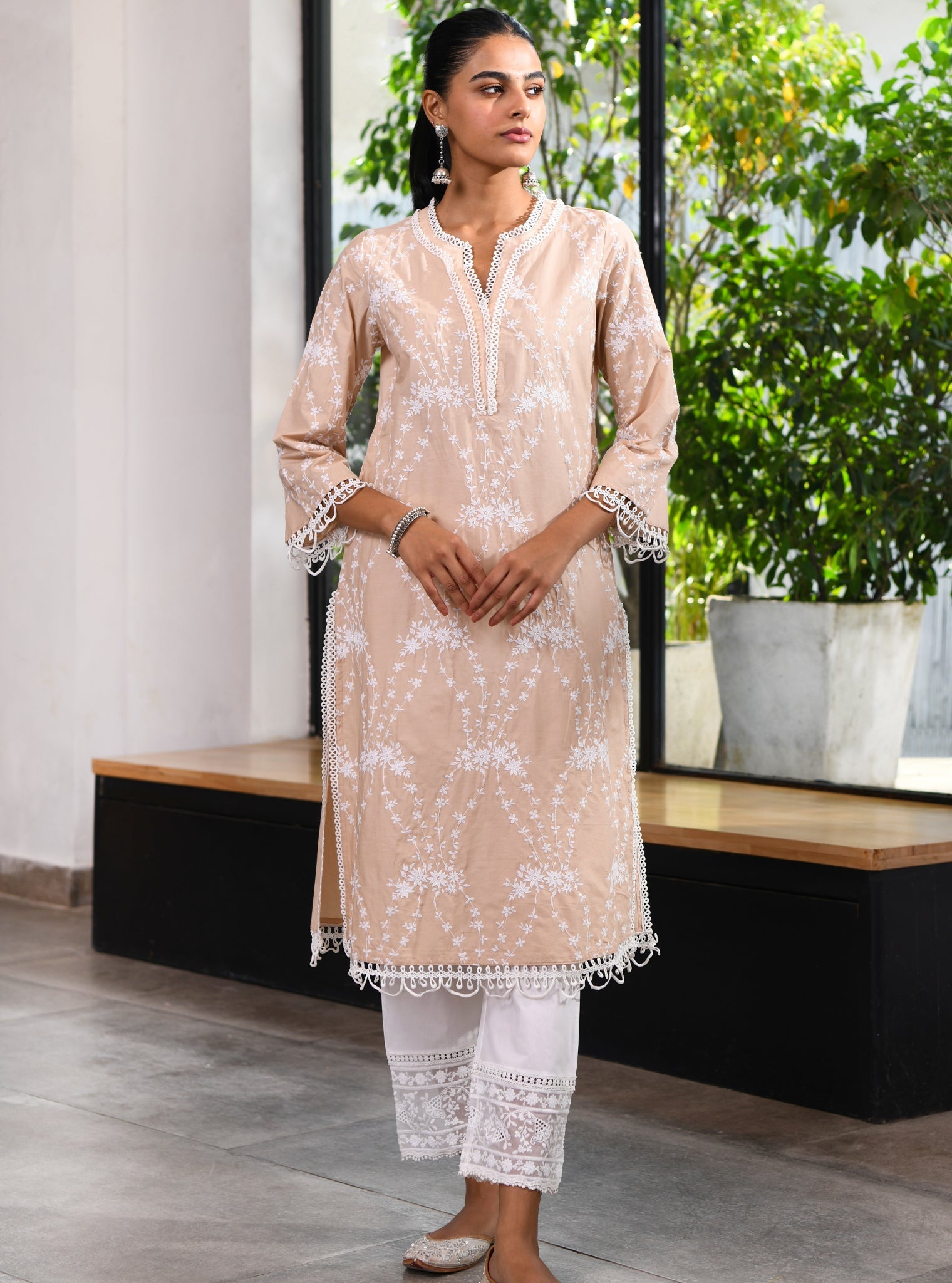 Arki Supima Cotton Beige Kurta Set