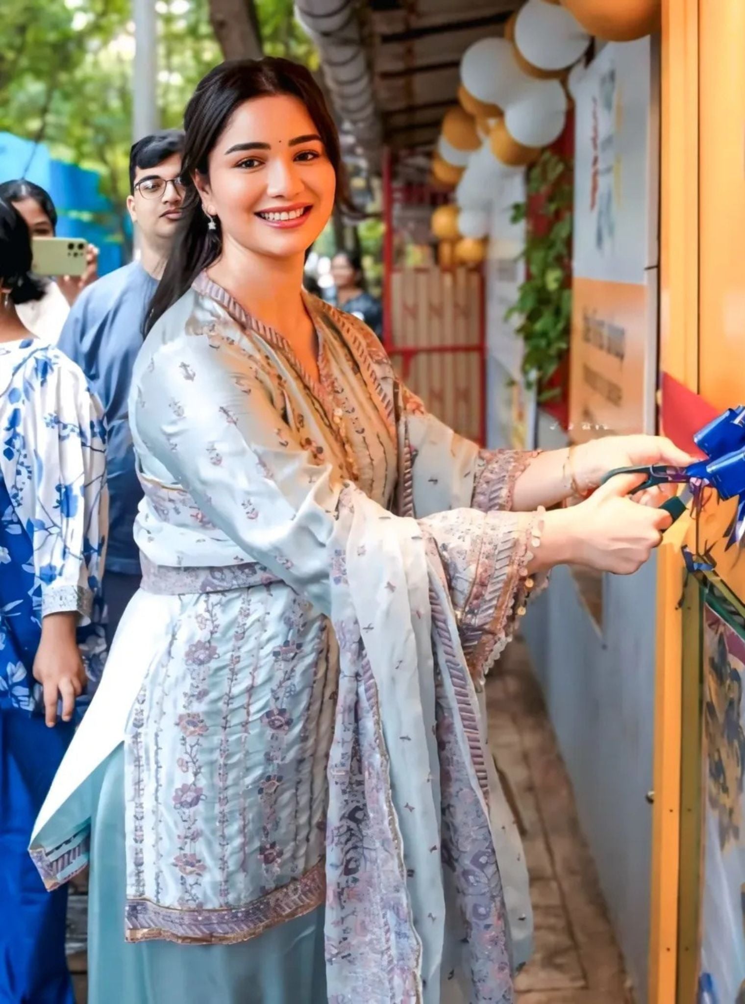 Pralika Bemberg Satin Blue Kurta Set