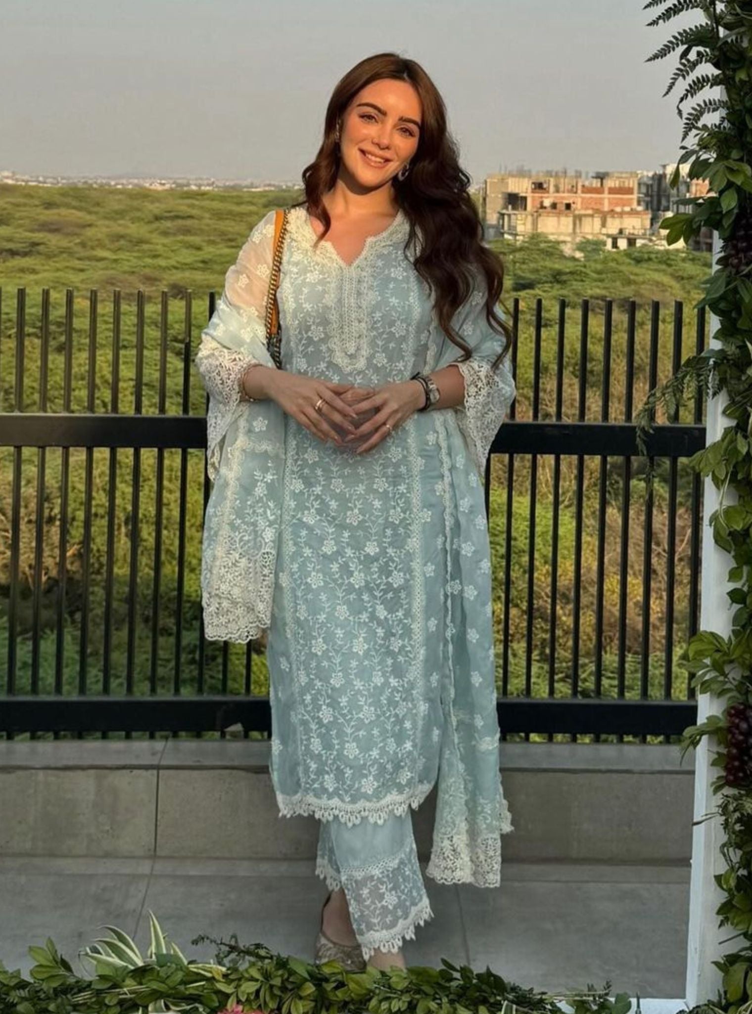 Freny Organza Light Blue Kurta Set