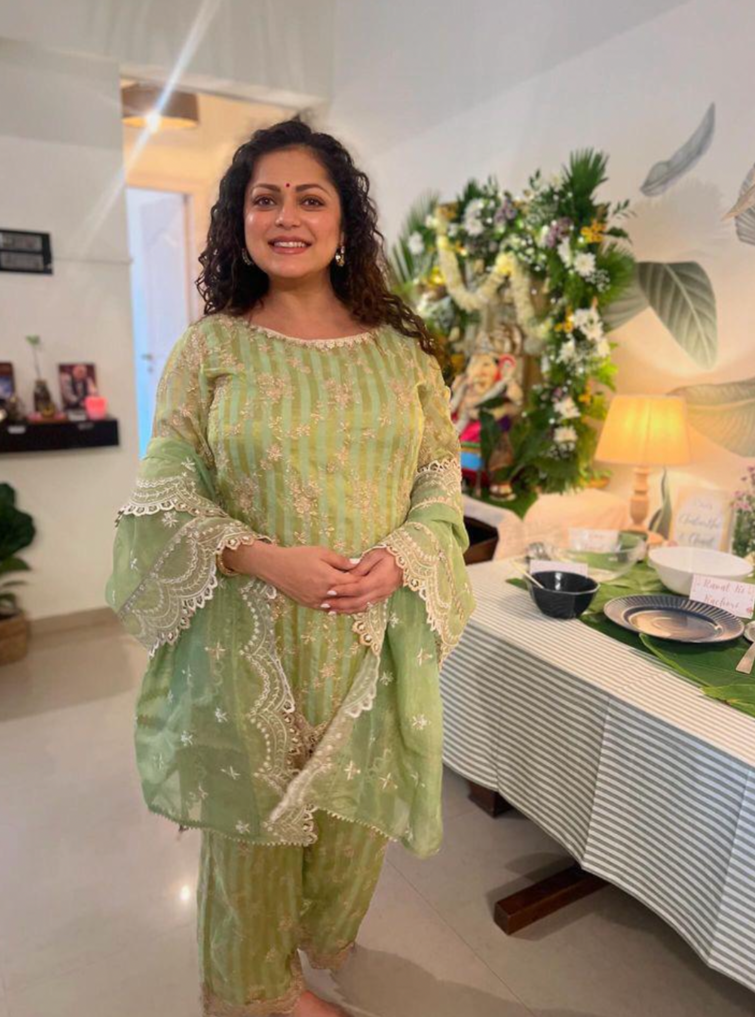 Paheri Banarsi Green Kurta Set