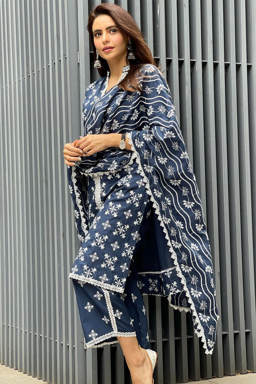 Vera Supima Cotton Navy Kurta Set