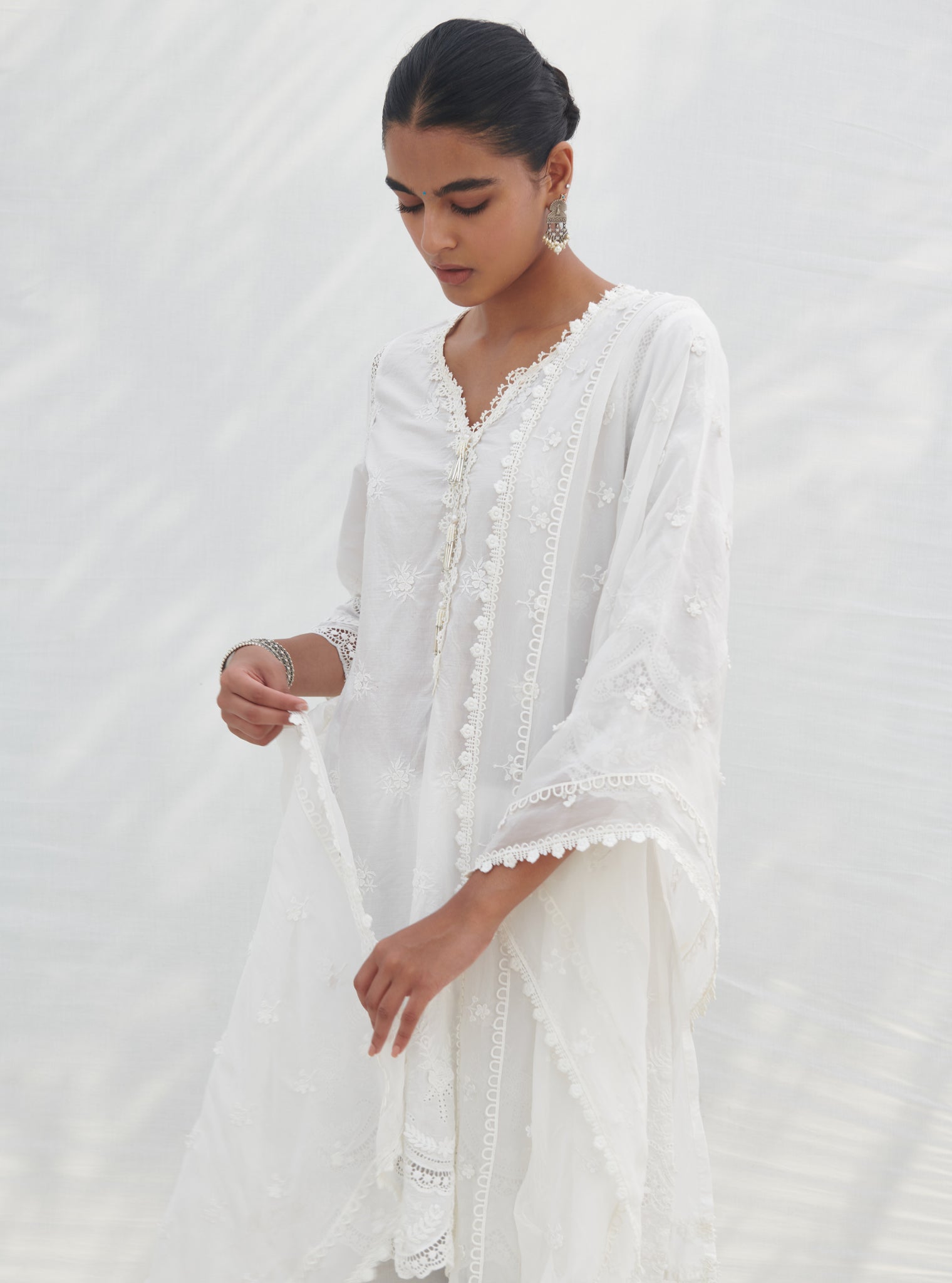 Acoi Supima Cotton White Kurta Set