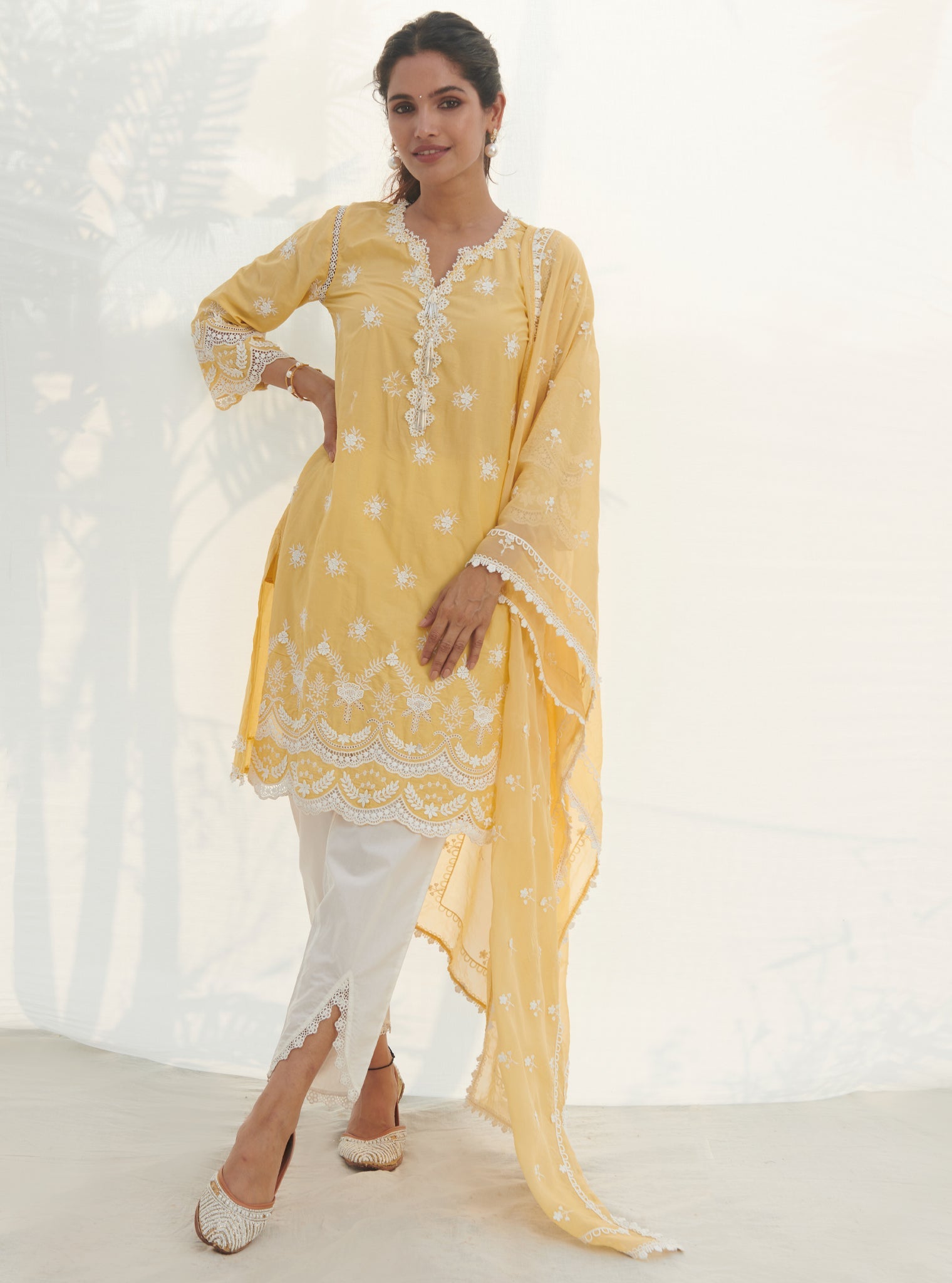 Mulmul Supima Cotton Acoi Yellow kurta