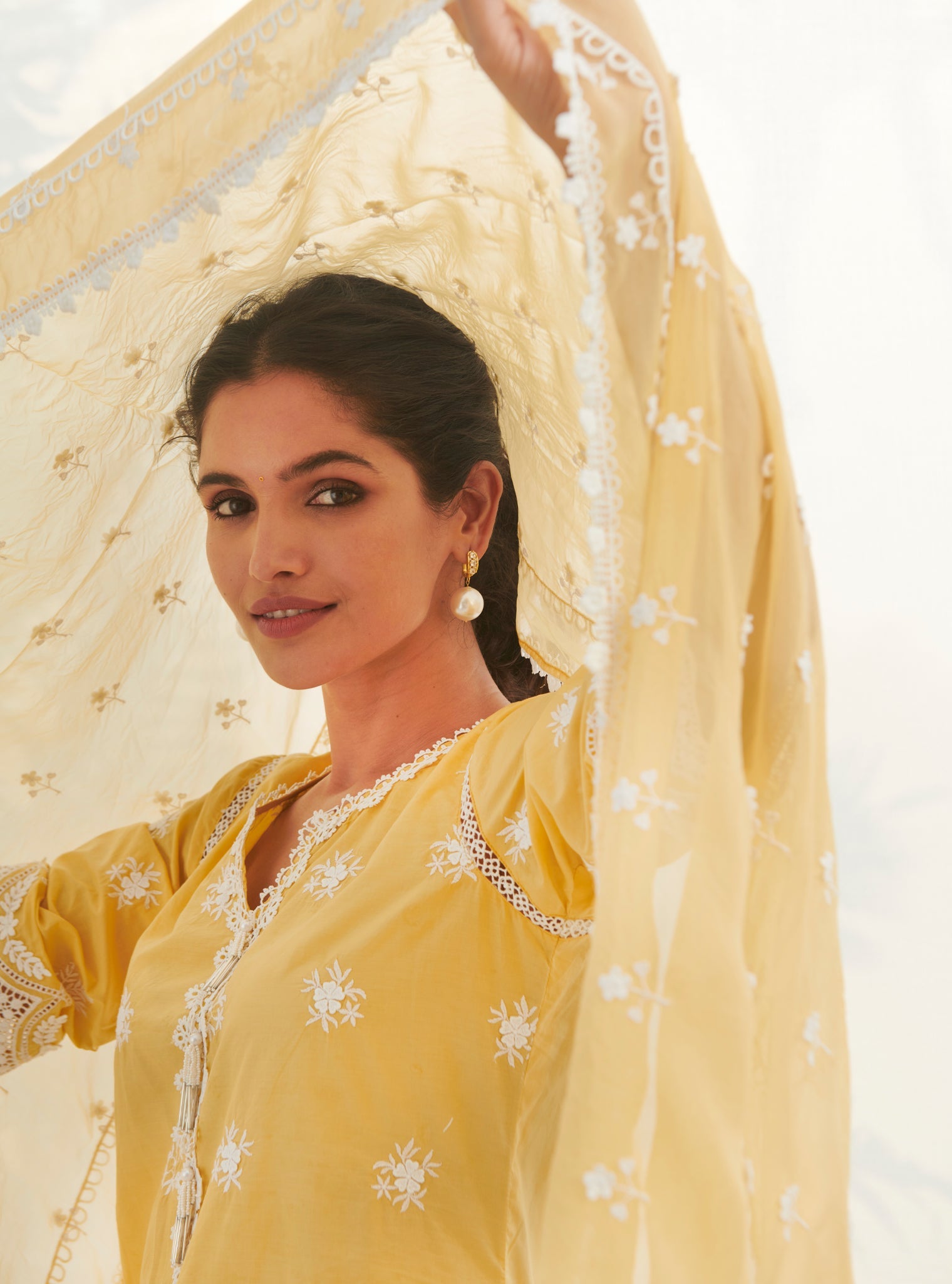 Mulmul Supima Cotton Acoi Yellow kurta