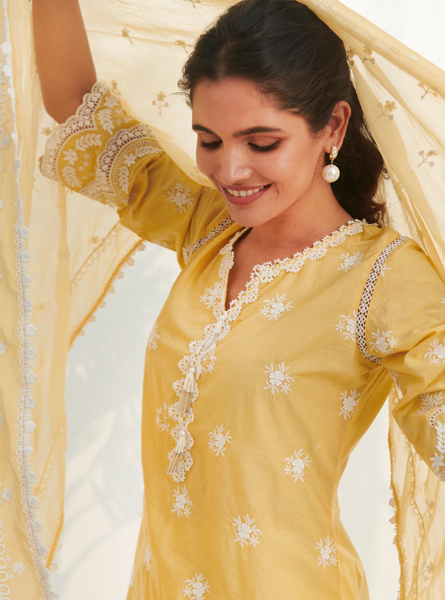 Mulmul Supima Cotton Acoi Yellow kurta