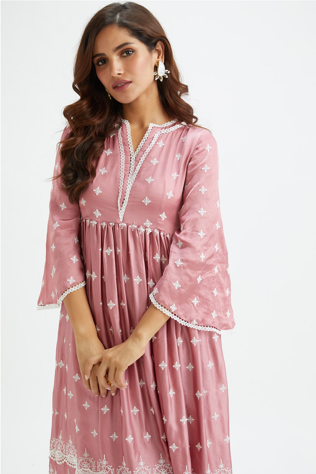 Albany Cupro Silk Mauve Kurta Set