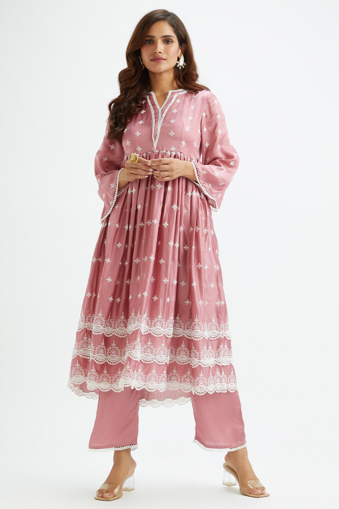 Albany Cupro Silk Mauve Kurta Set