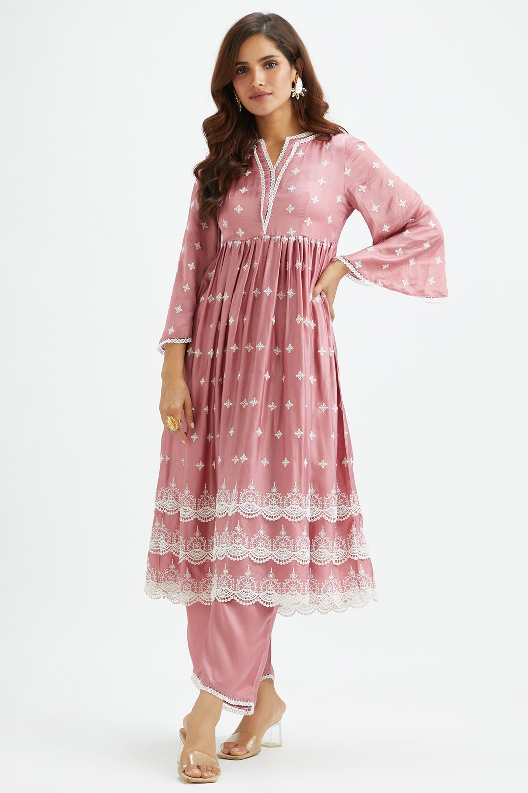Albany Cupro Silk Mauve Kurta Set