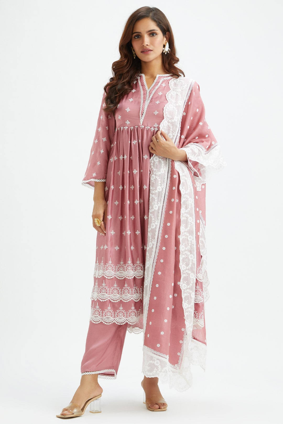 Albany Cupro Silk Mauve Kurta Set