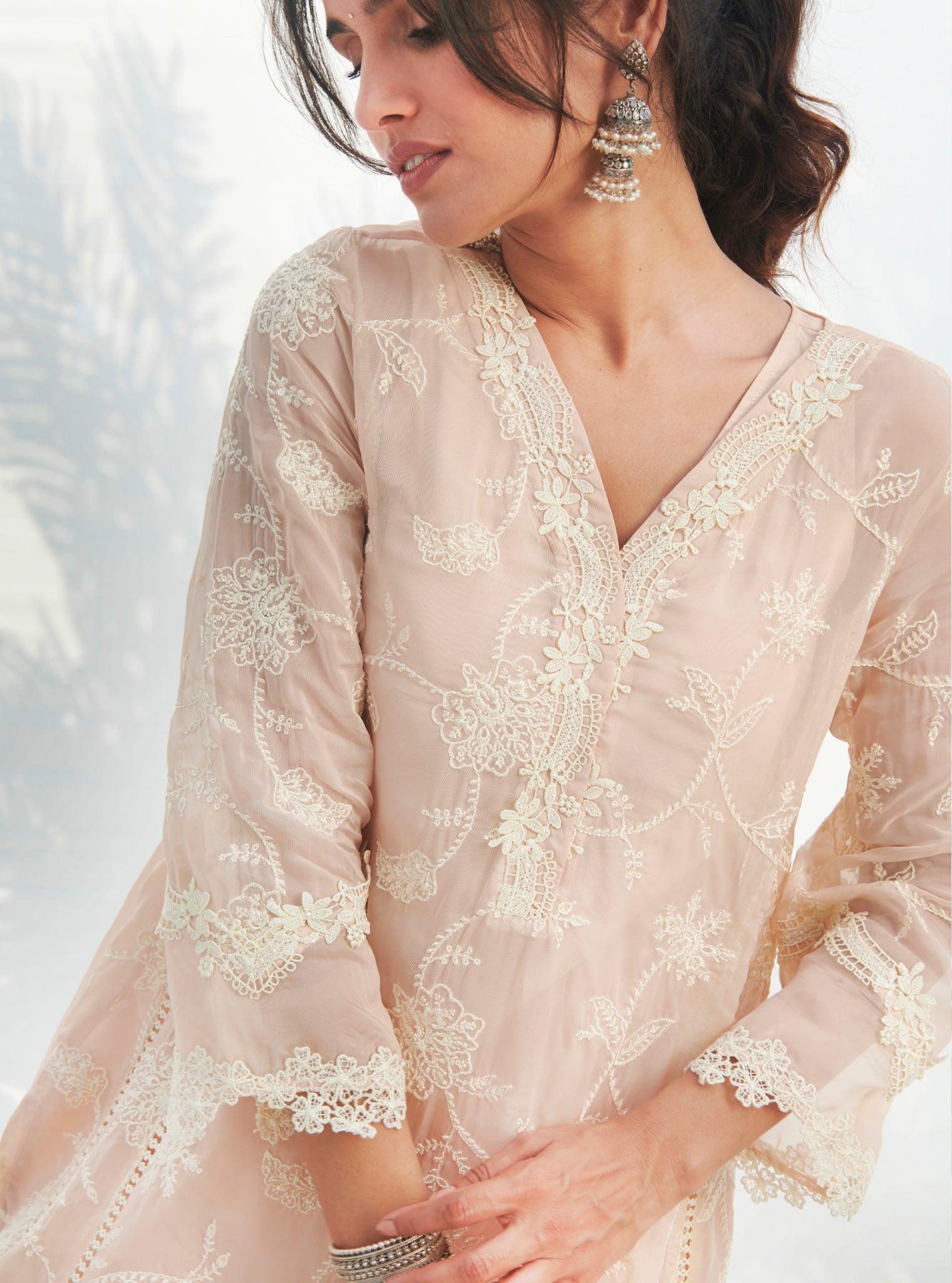 Alti Organza Beige Kurta Set