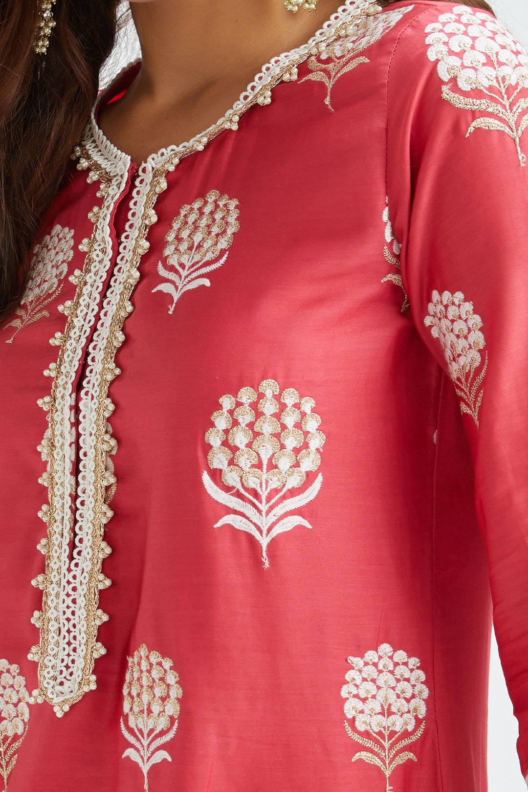 Amira Supima Satin Red Kurta Set