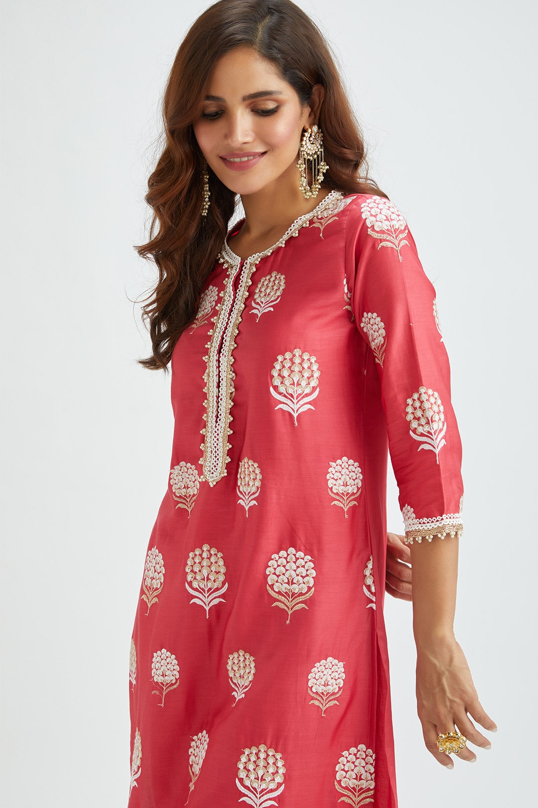 Amira Supima Satin Red Kurta Set