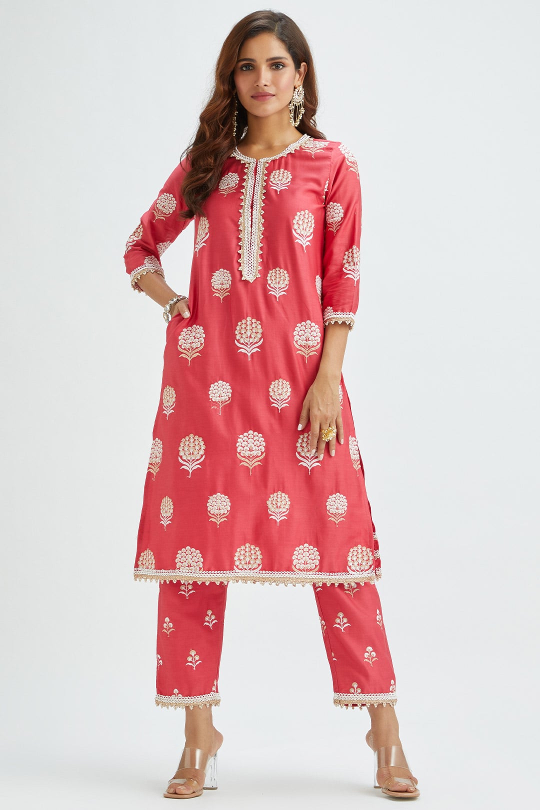 Amira Supima Satin Red Kurta Set