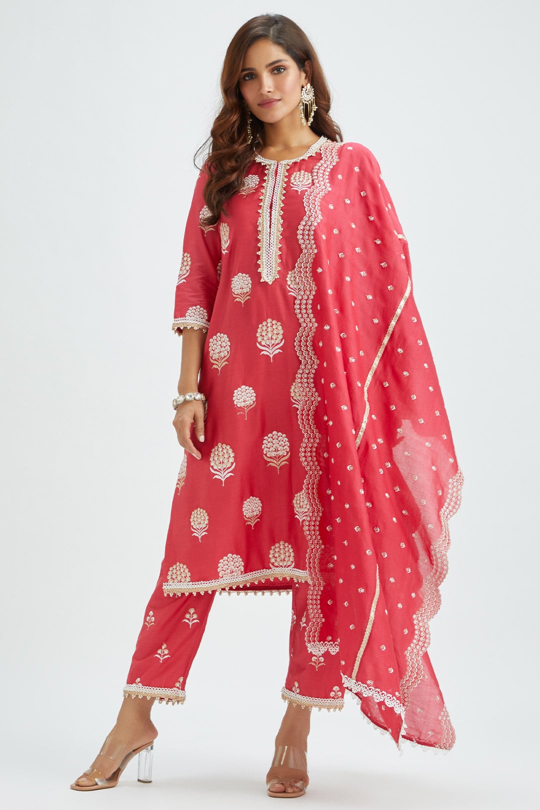 Amira Supima Satin Red Kurta Set