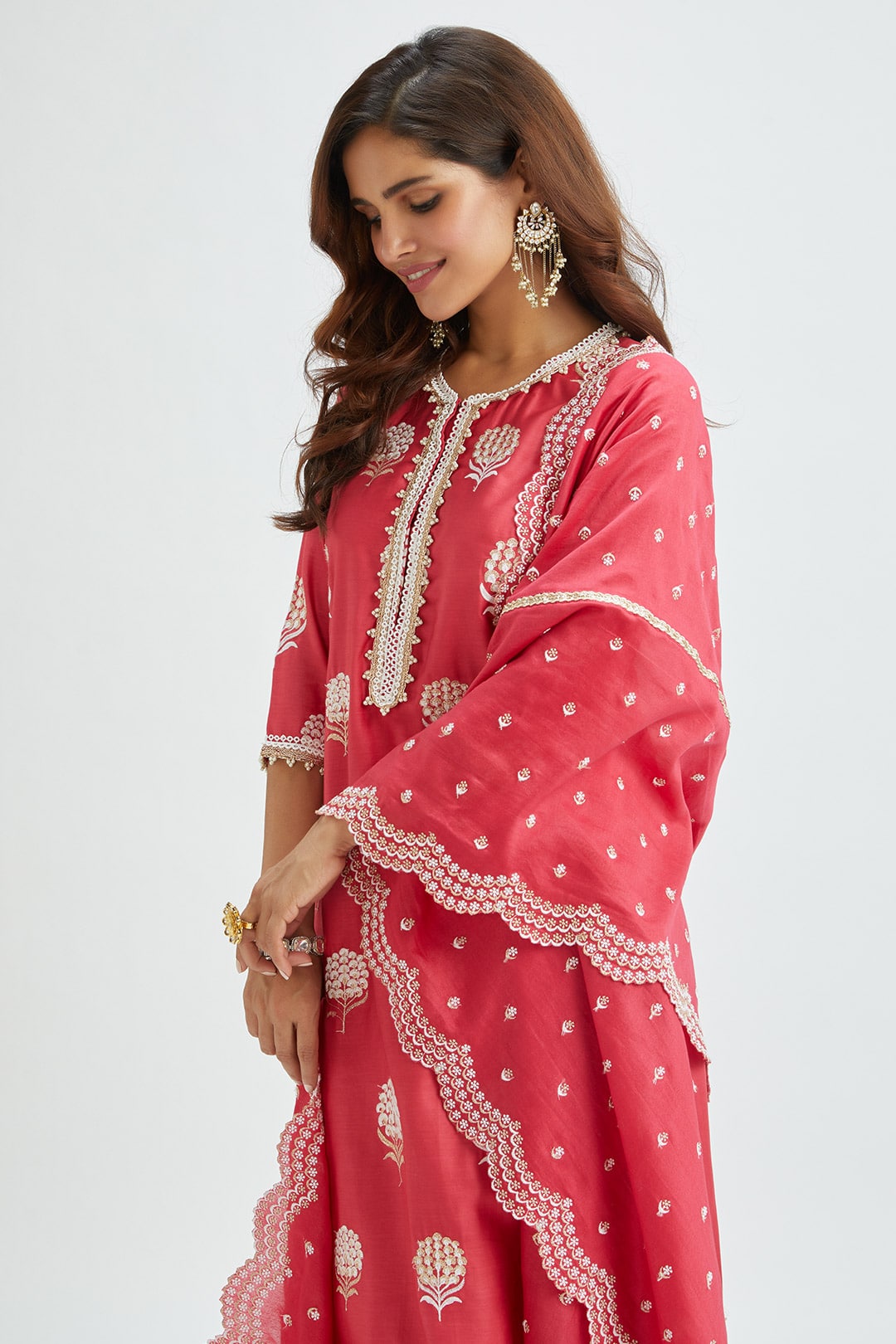 Amira Supima Satin Red Kurta Set