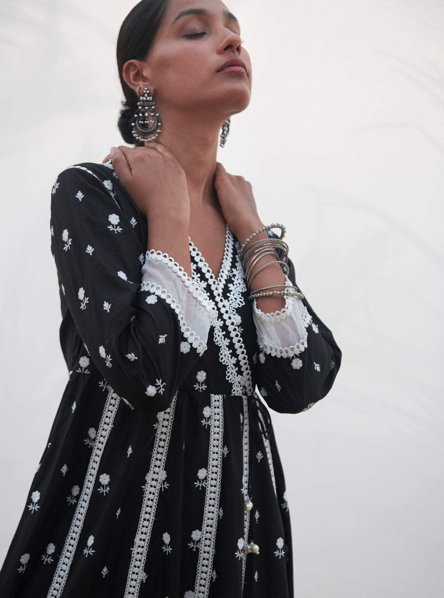 Arambol Supima Cotton Black Anarkali Kurta Set