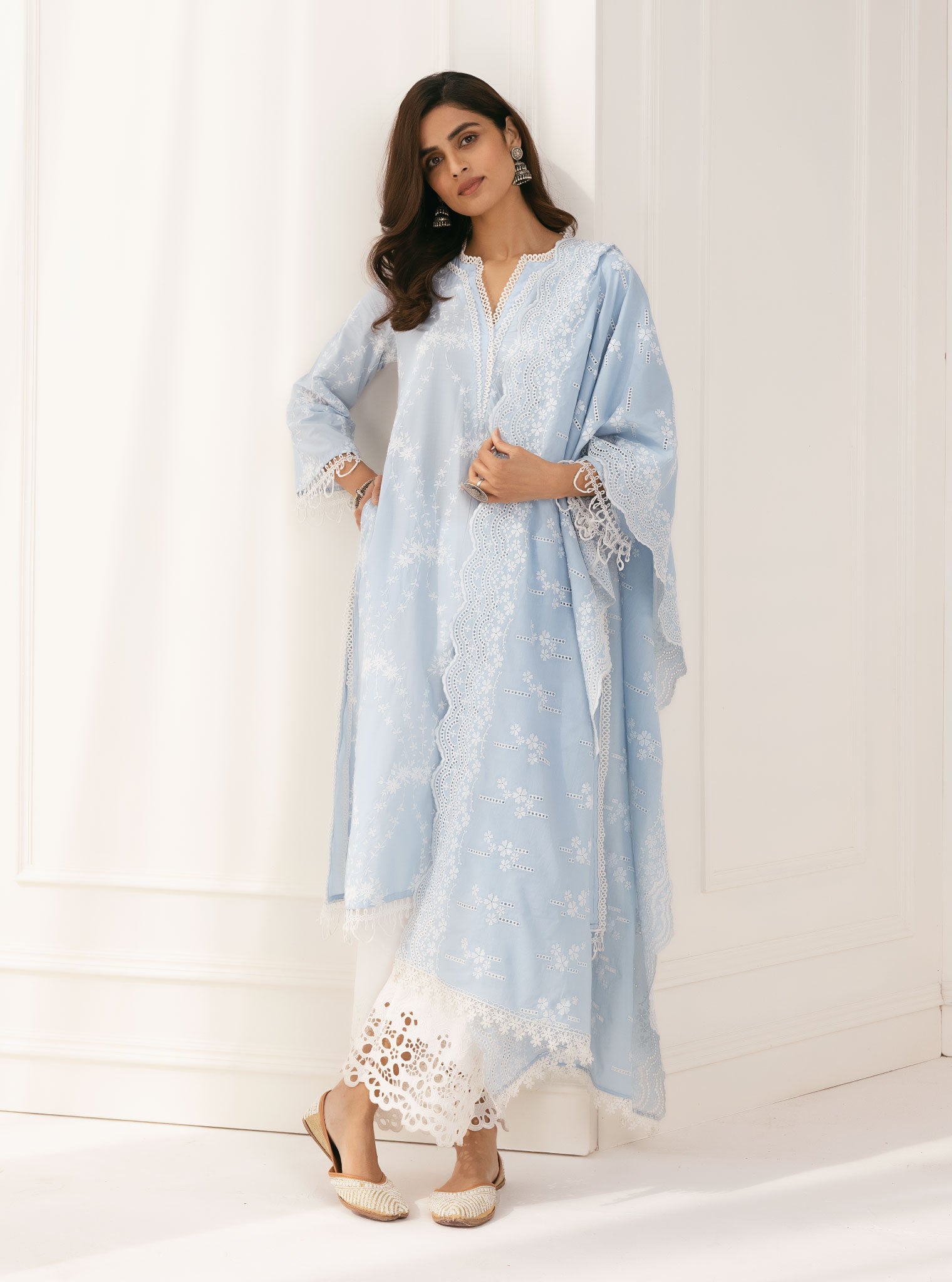Arki Supima Cotton Blue Kurta with Palazzo Set