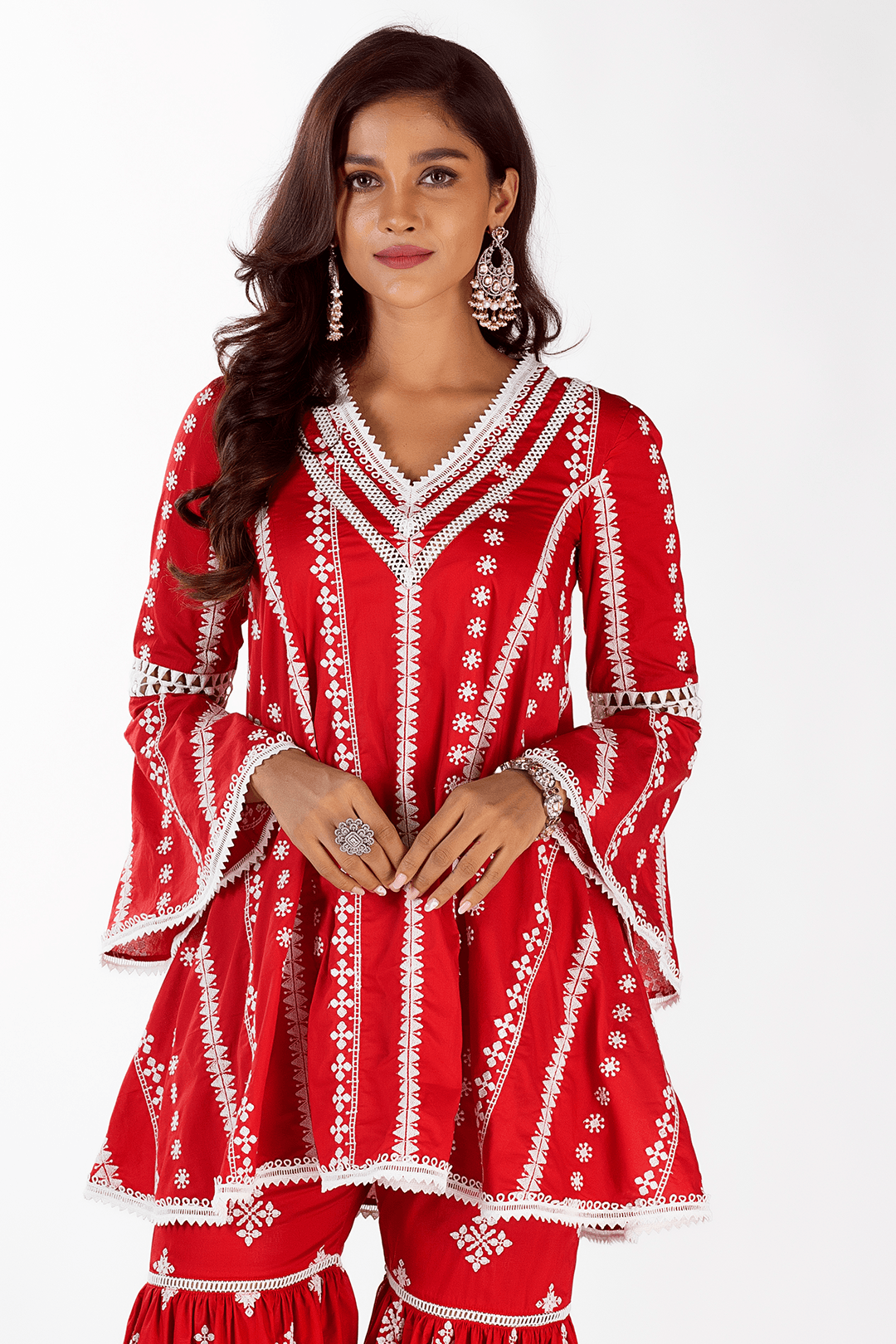 Arlo Supima Cotton Red Kurta with Garara Set