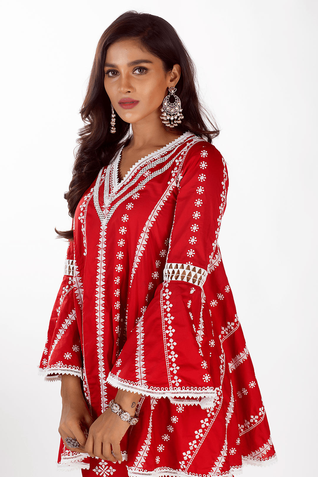 Arlo Supima Cotton Red Kurta with Garara Set