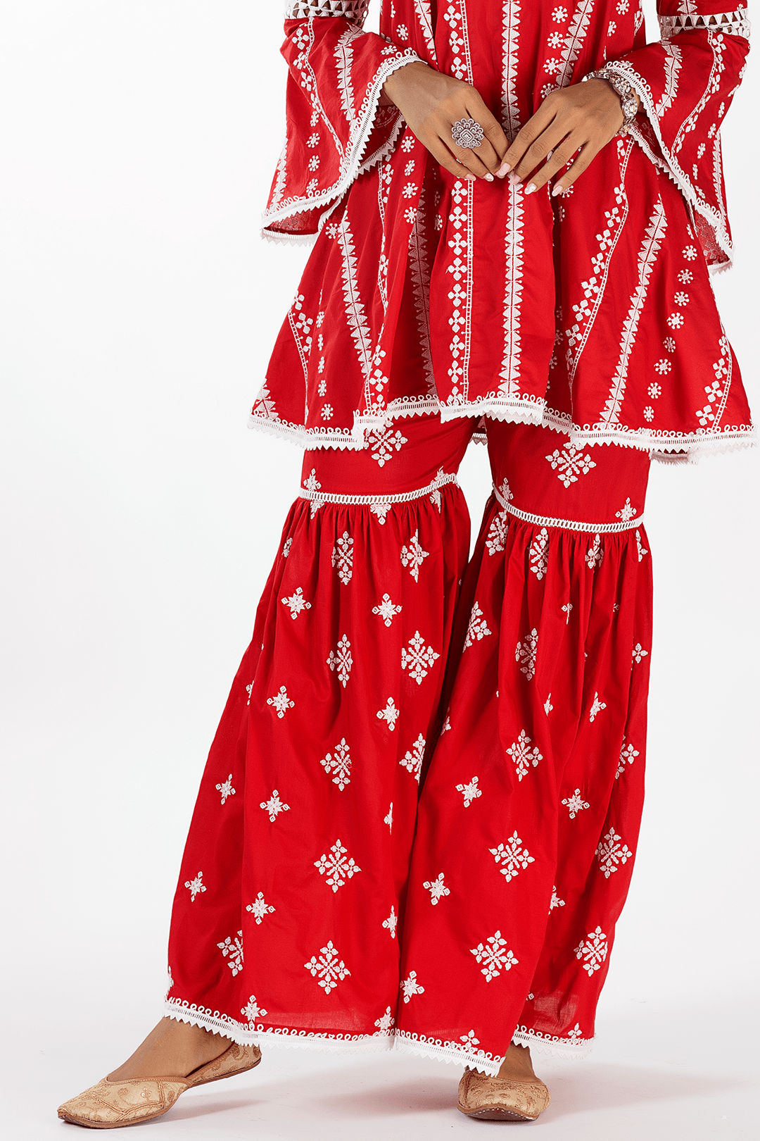 Arlo Supima Cotton Red Kurta with Garara Set