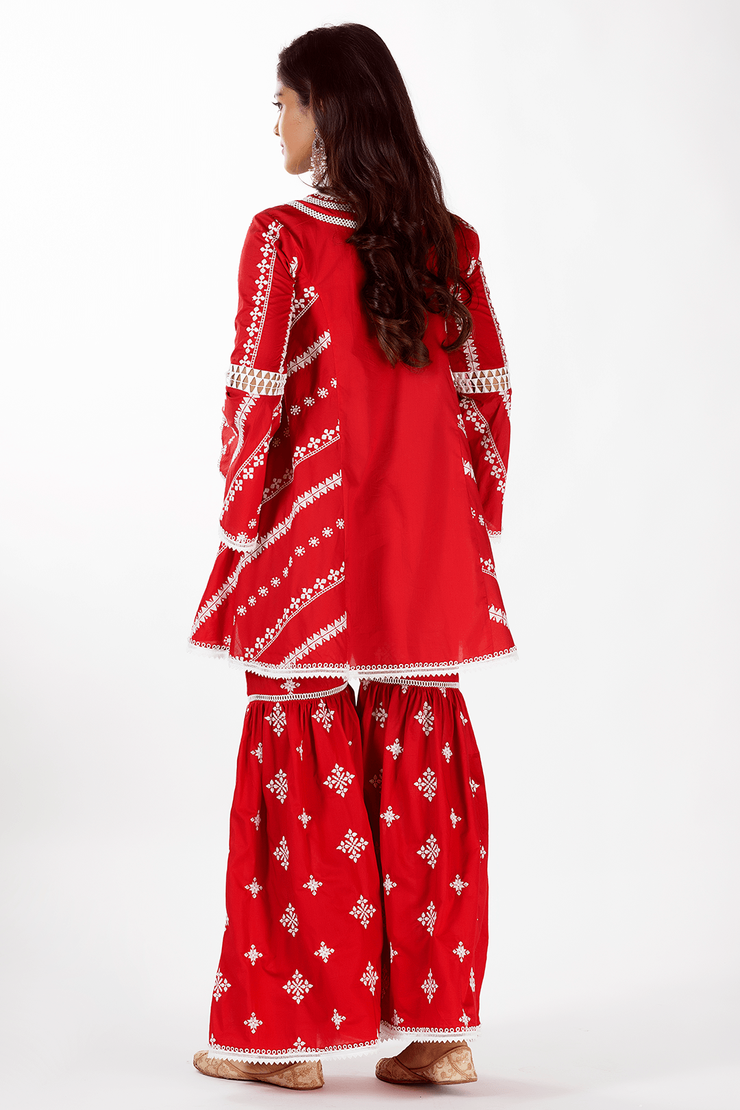 Arlo Supima Cotton Red Kurta with Garara Set