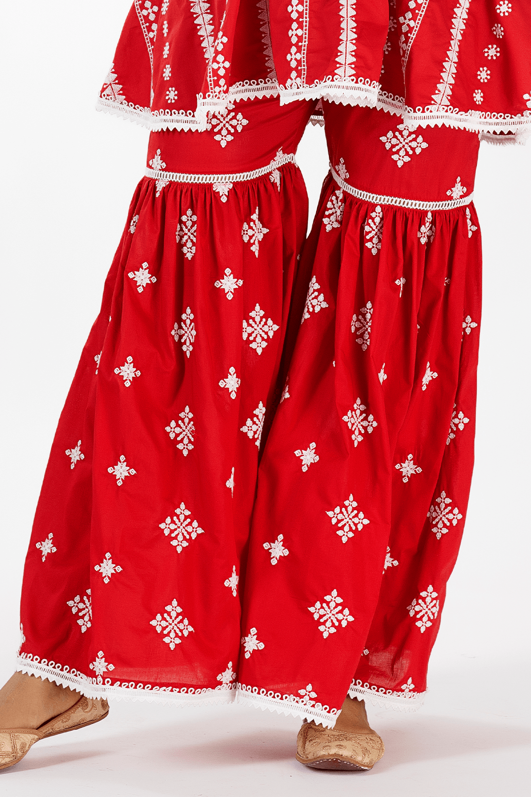 Arlo Supima Cotton Red Kurta with Garara Set