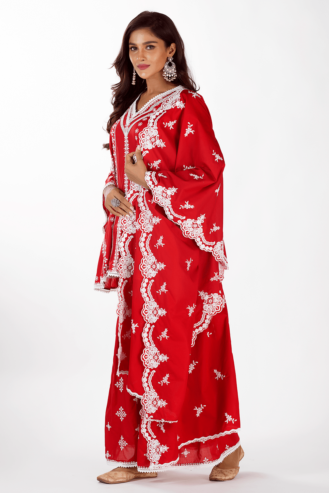 Arlo Supima Cotton Red Kurta with Garara Set