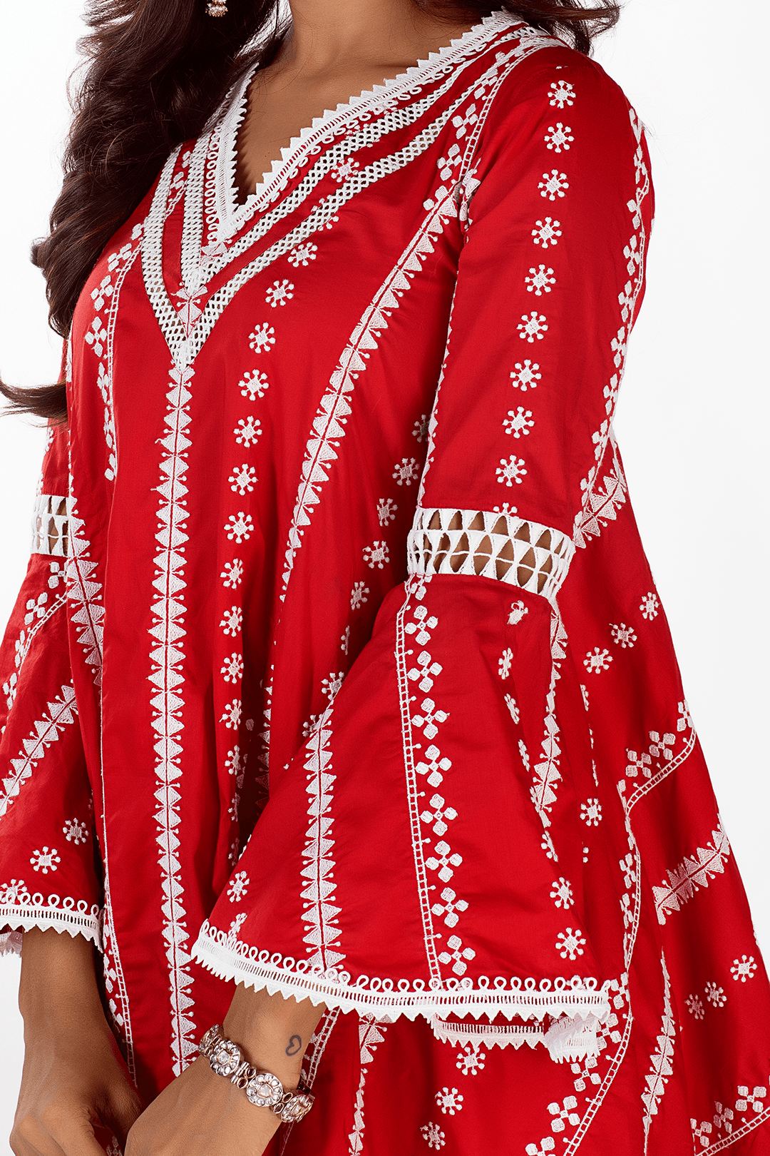 Mulmul Supima Cotton Arlo Red kurta