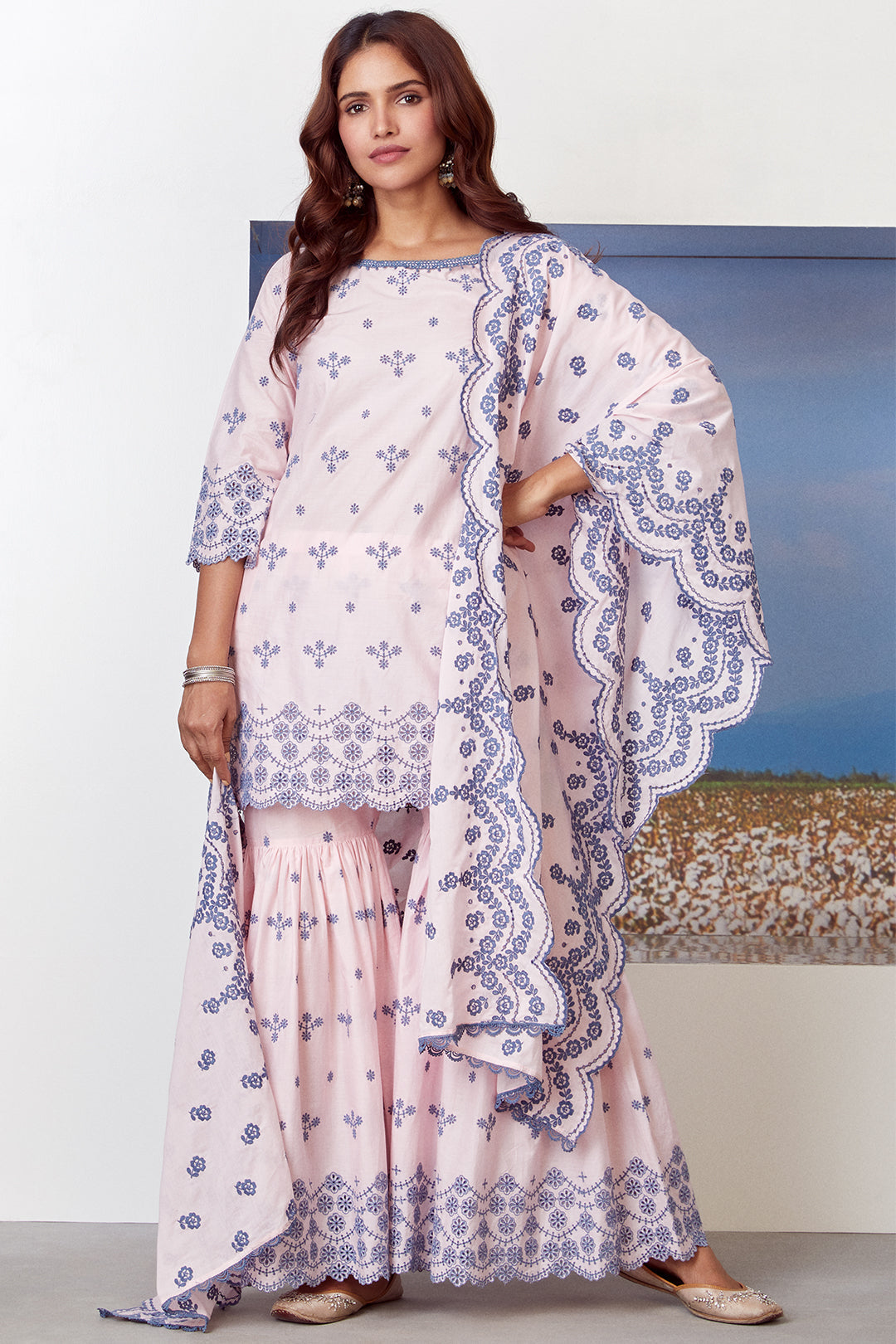 Ashberry Supima Cotton Kurta with Garara Set