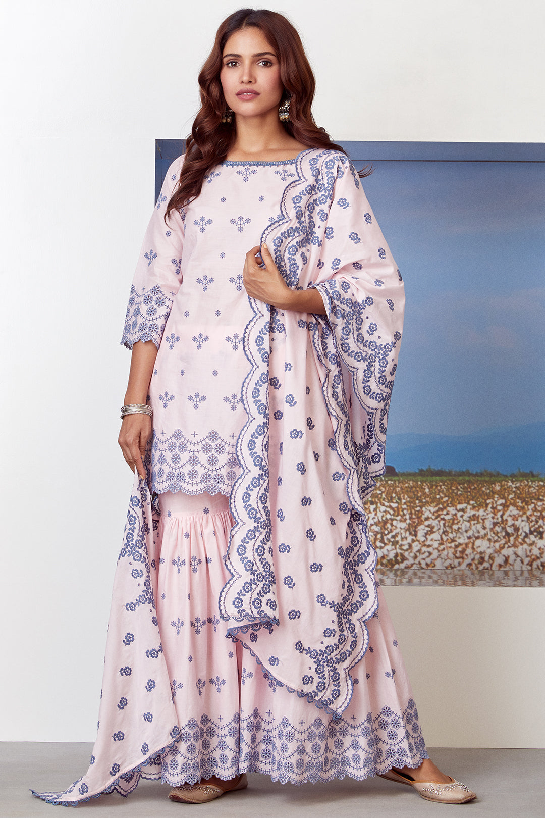 Ashberry Supima Cotton Kurta with Garara Set