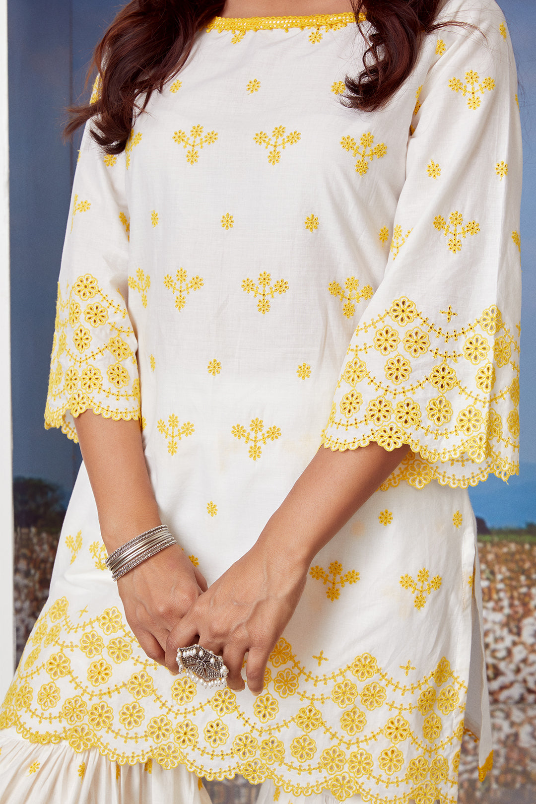 Ashberry Supima Cotton Kurta with Garara Set