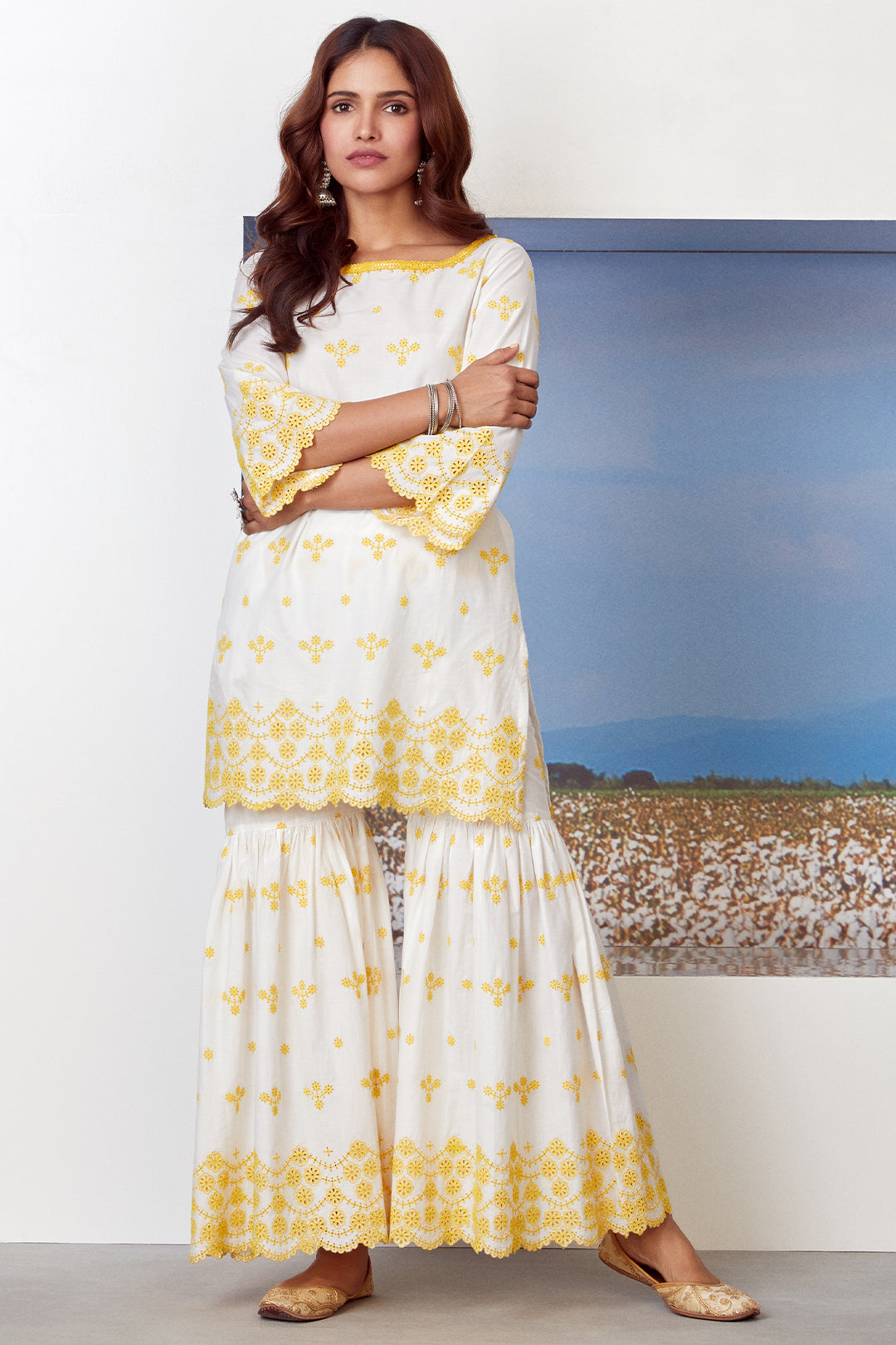 Ashberry Supima Cotton Kurta with Garara Set