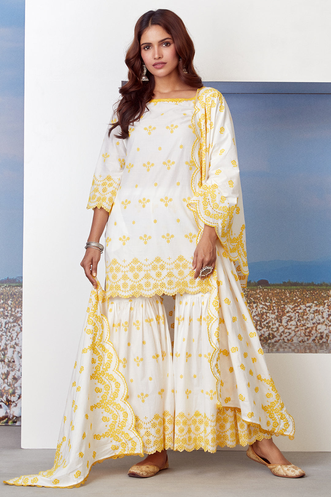 Ashberry Supima Cotton Kurta with Garara Set