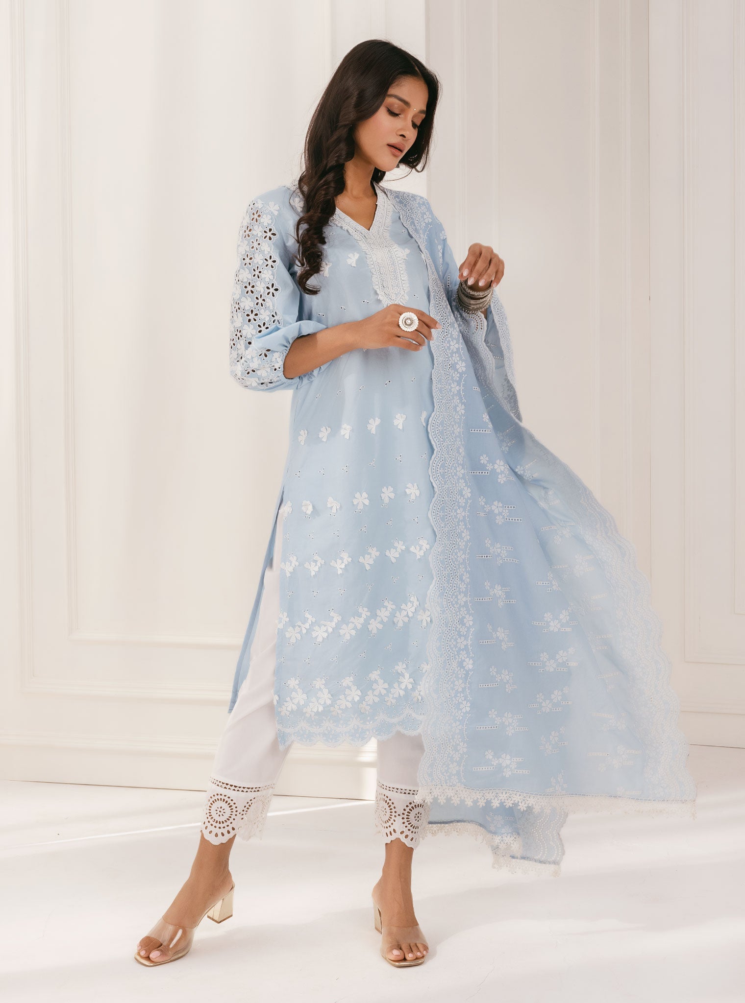 Asota Supima Cotton Blue Kurta Set