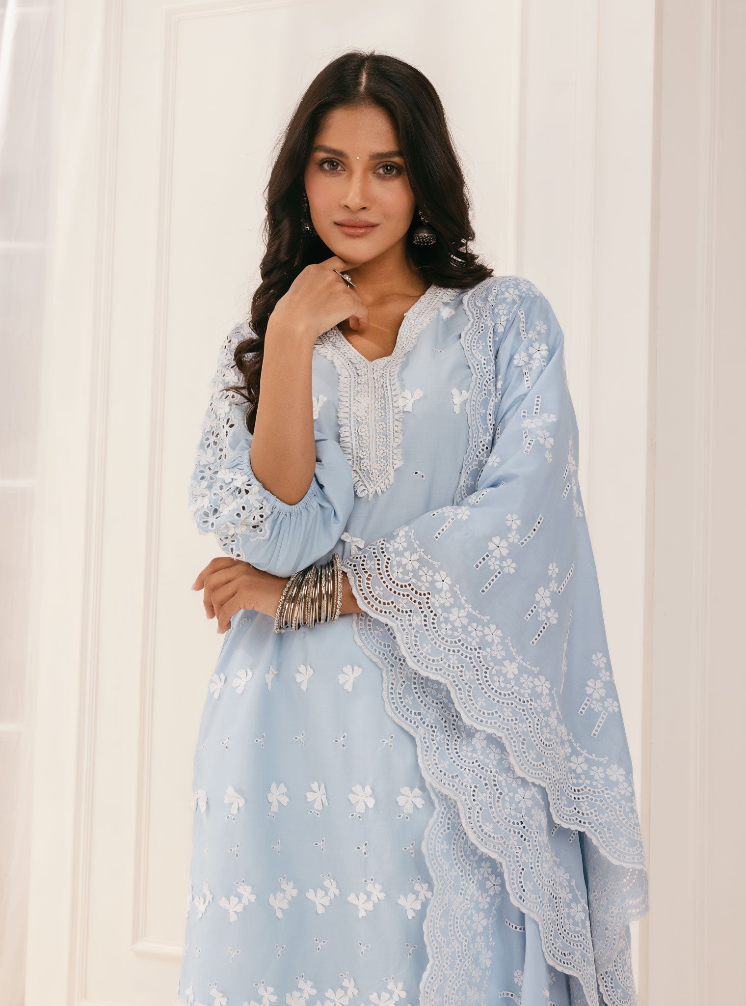 Asota Supima Cotton Blue Kurta Set