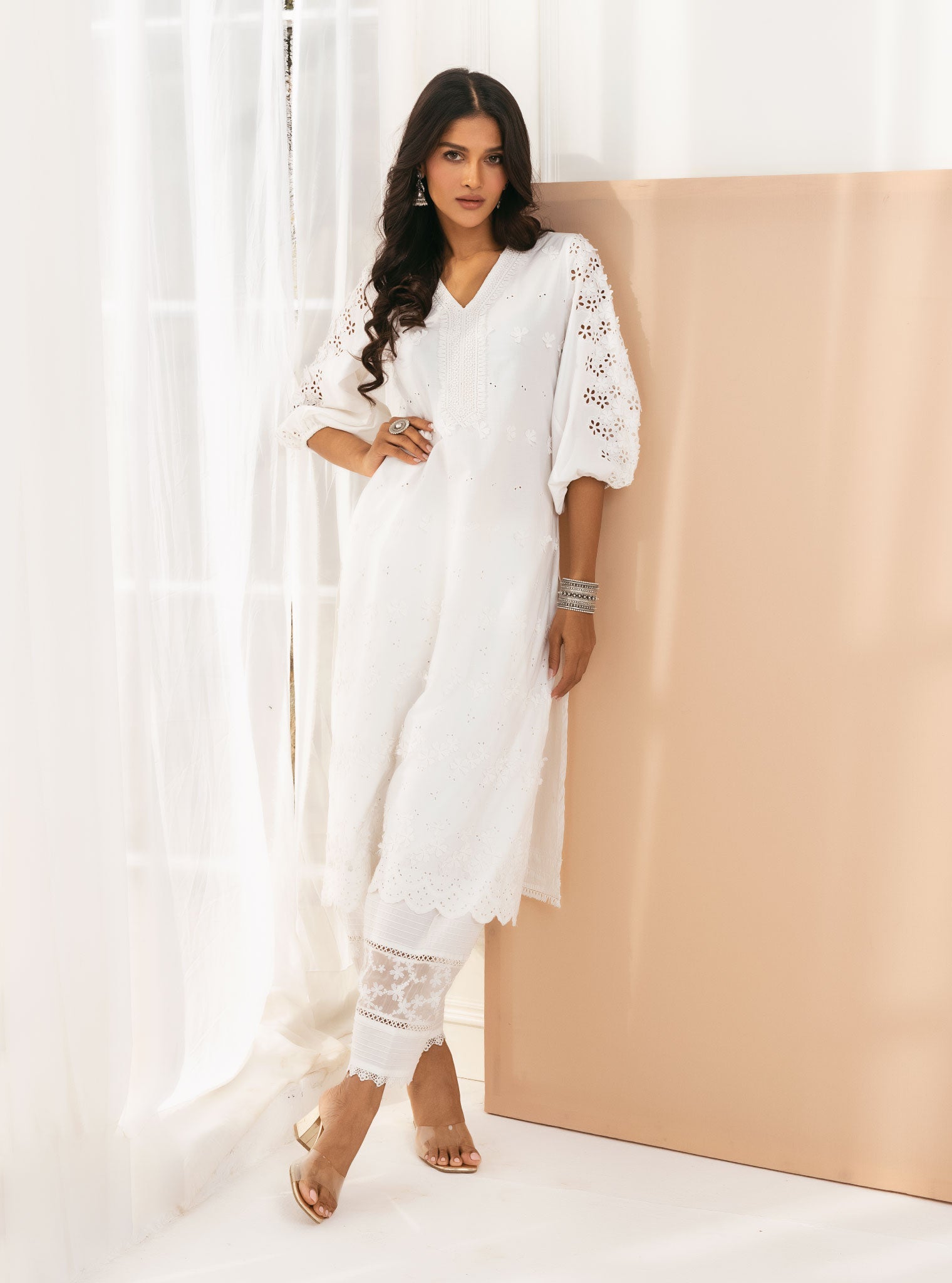 Asota Supima Cotton White Kurta Set
