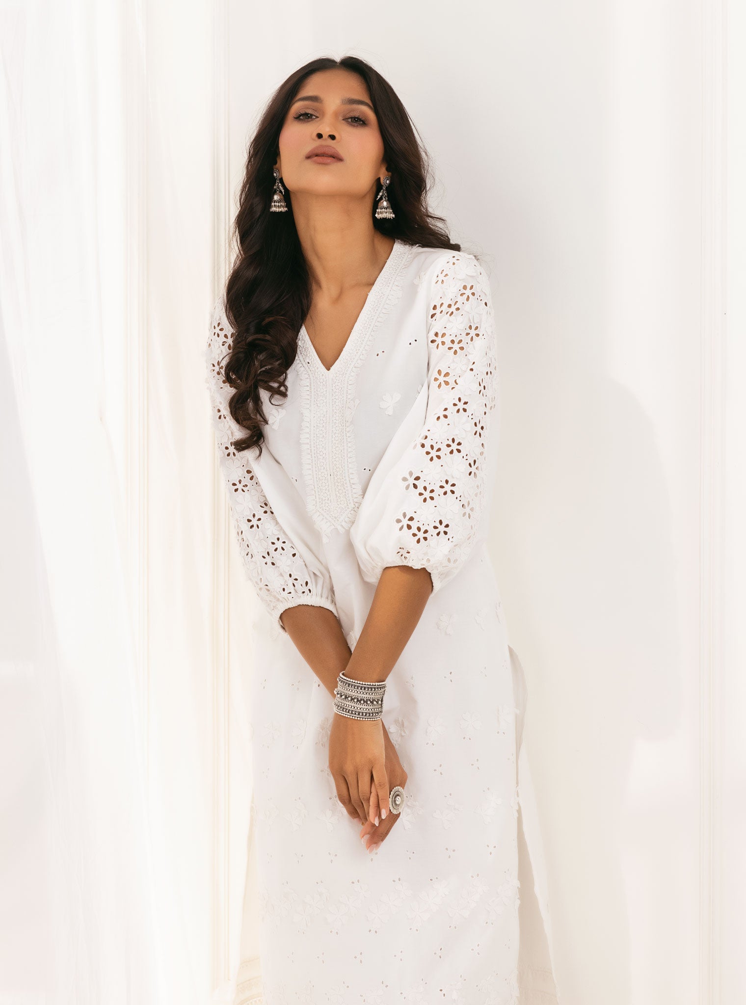 Mulmul Supima Cotton Asota White Kurta