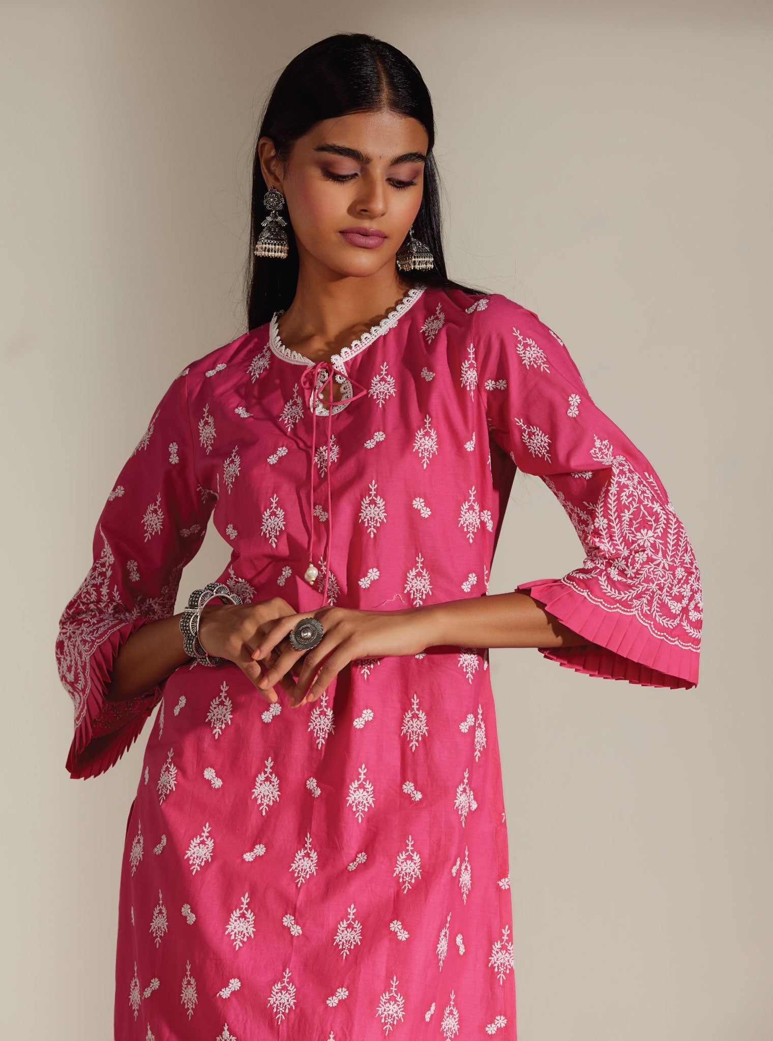 Asteria Supima Cotton Pink Kurta with Palazzo Set