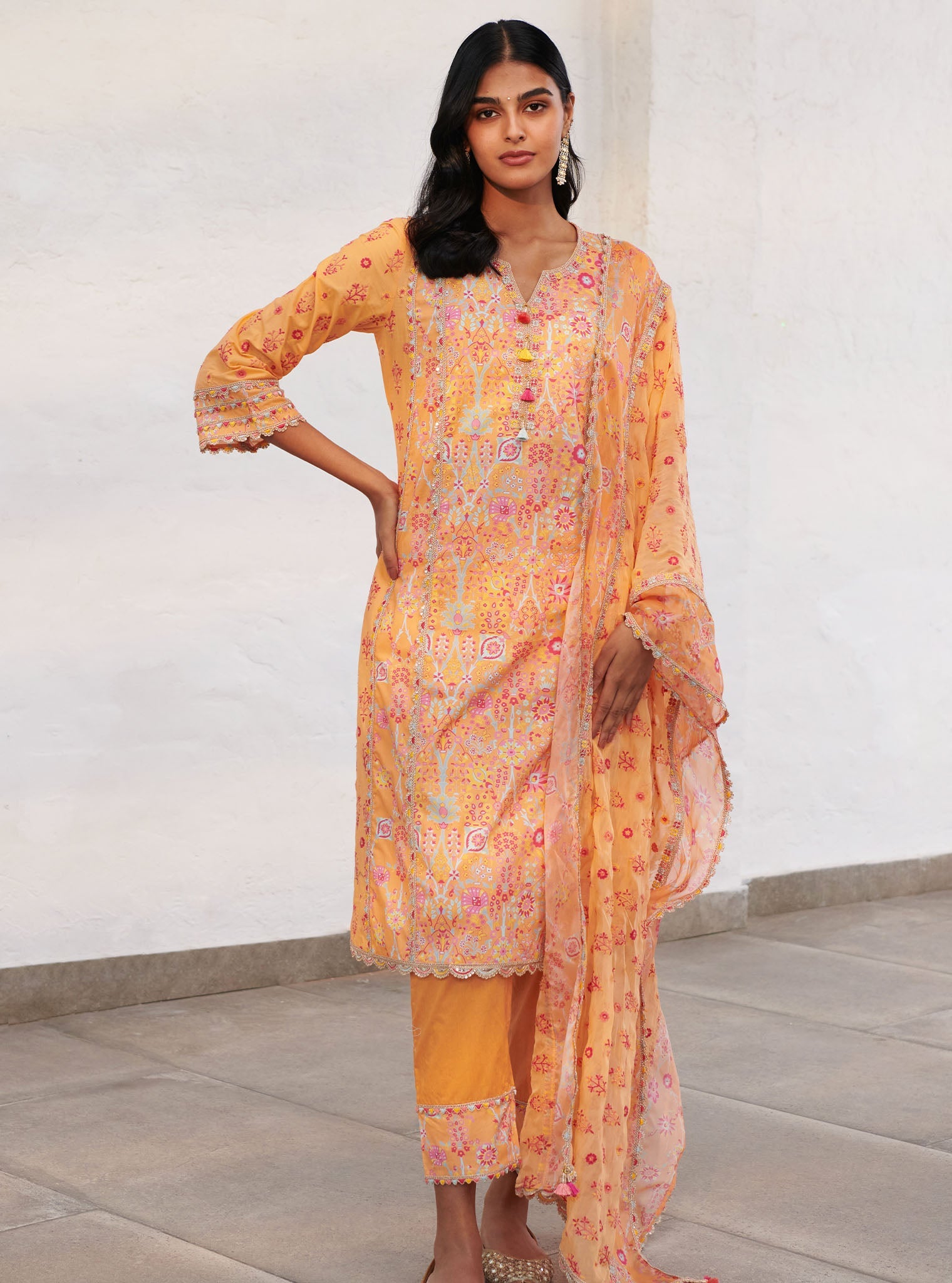 Avery Supima Cotton Orange Kurta Set